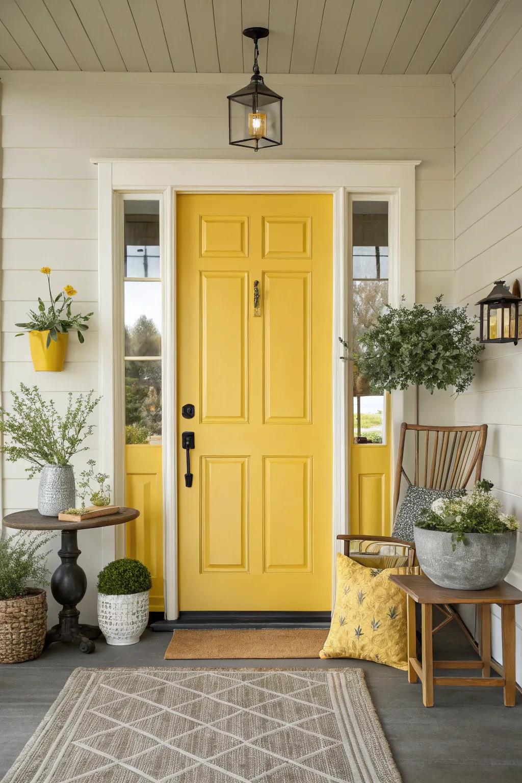 A vivid gold entrance creating an inviting entryway.