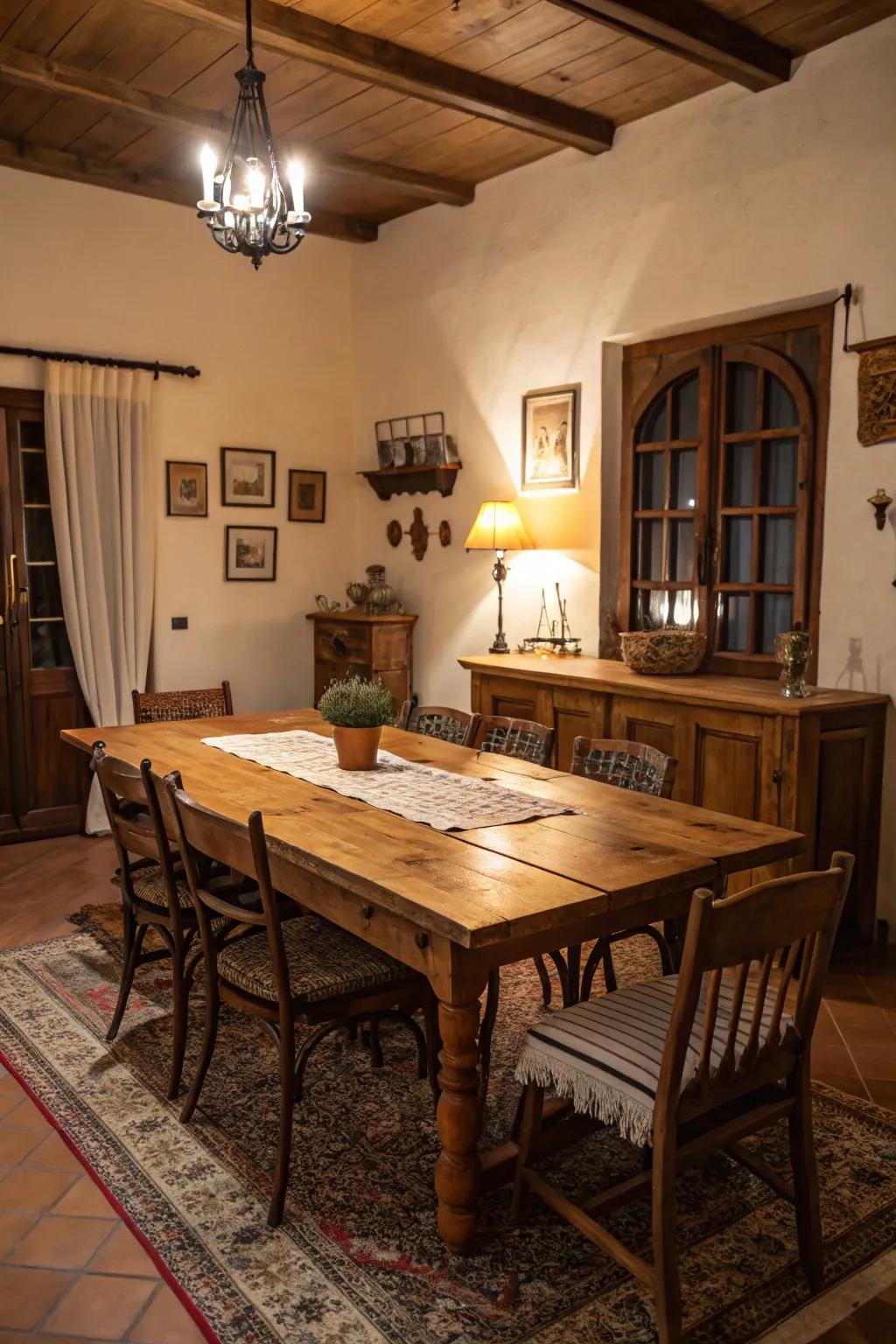 Country style timber furnishings deliver the classic feel of an Italian farmhouse to your home.