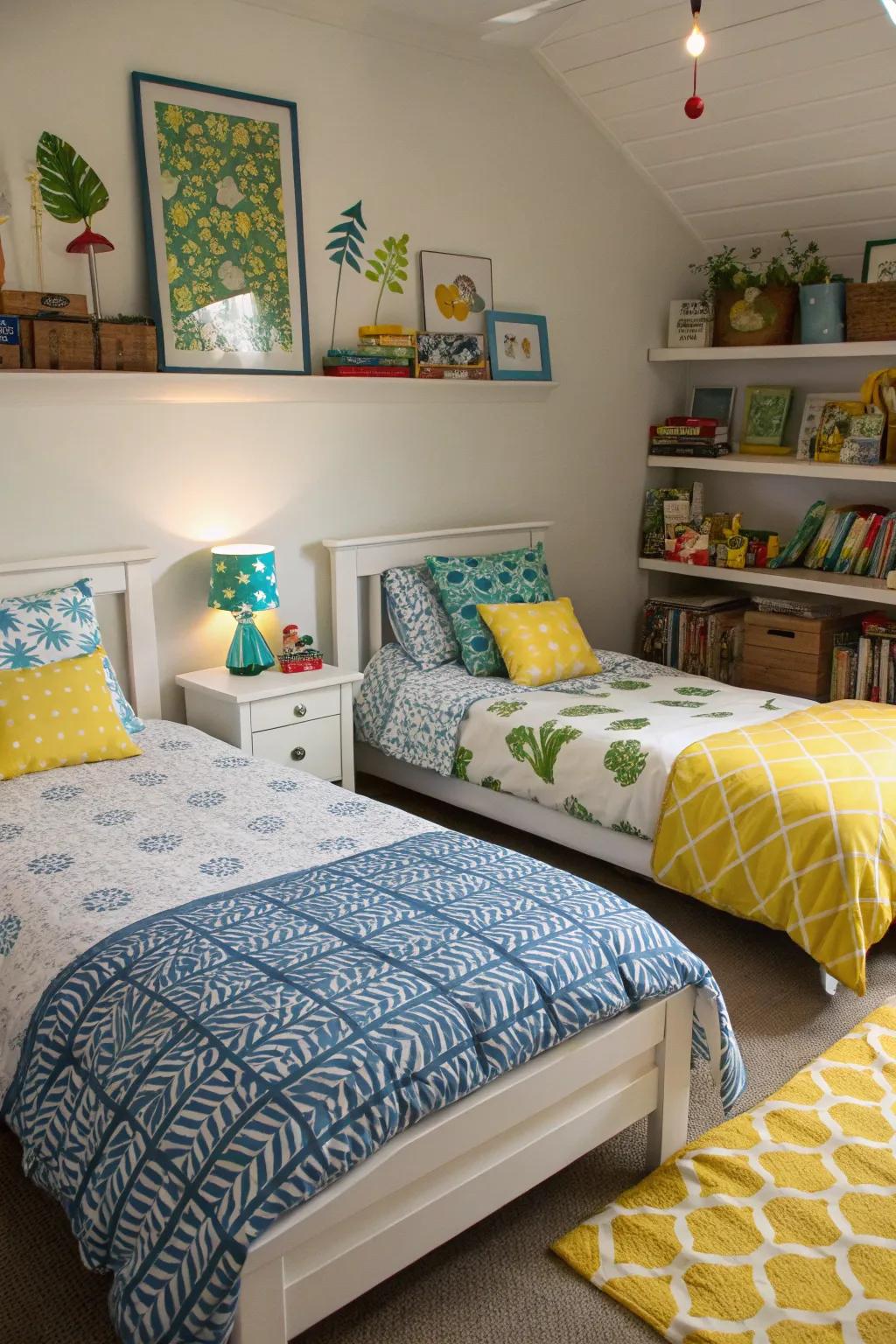Individual beds create harmony with personalized details.