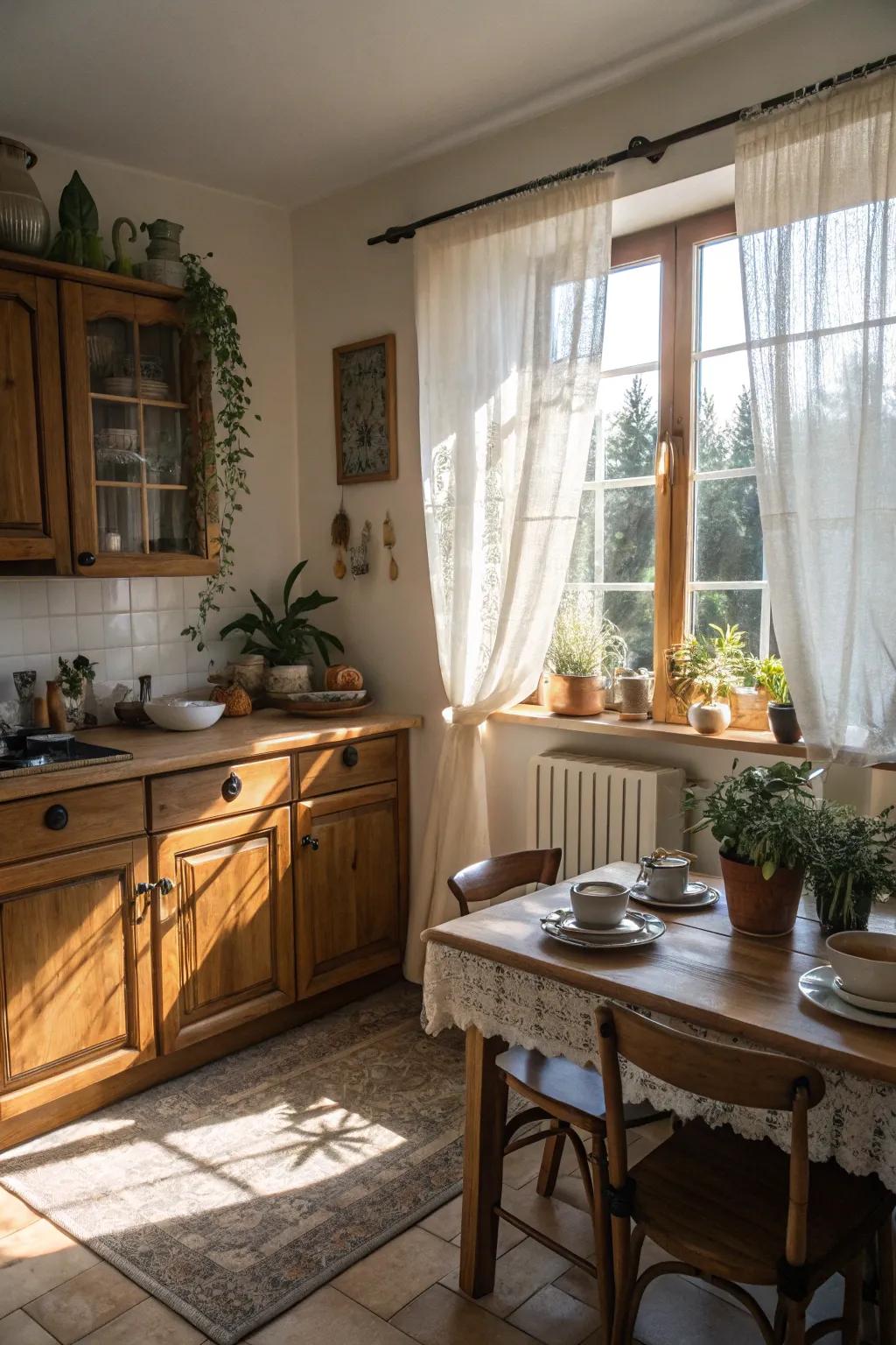 Bistro curtains add a country-style appeal while maximizing natural light.