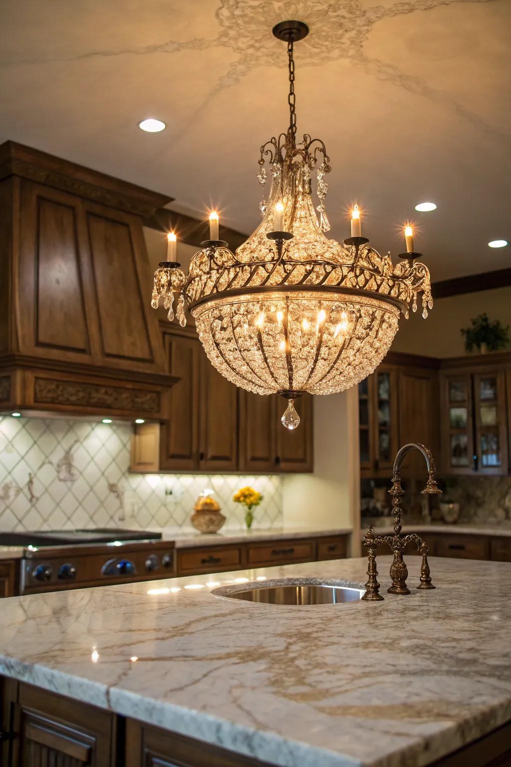 Hanging a chandelier introduces a layer of sophistication and elegance.