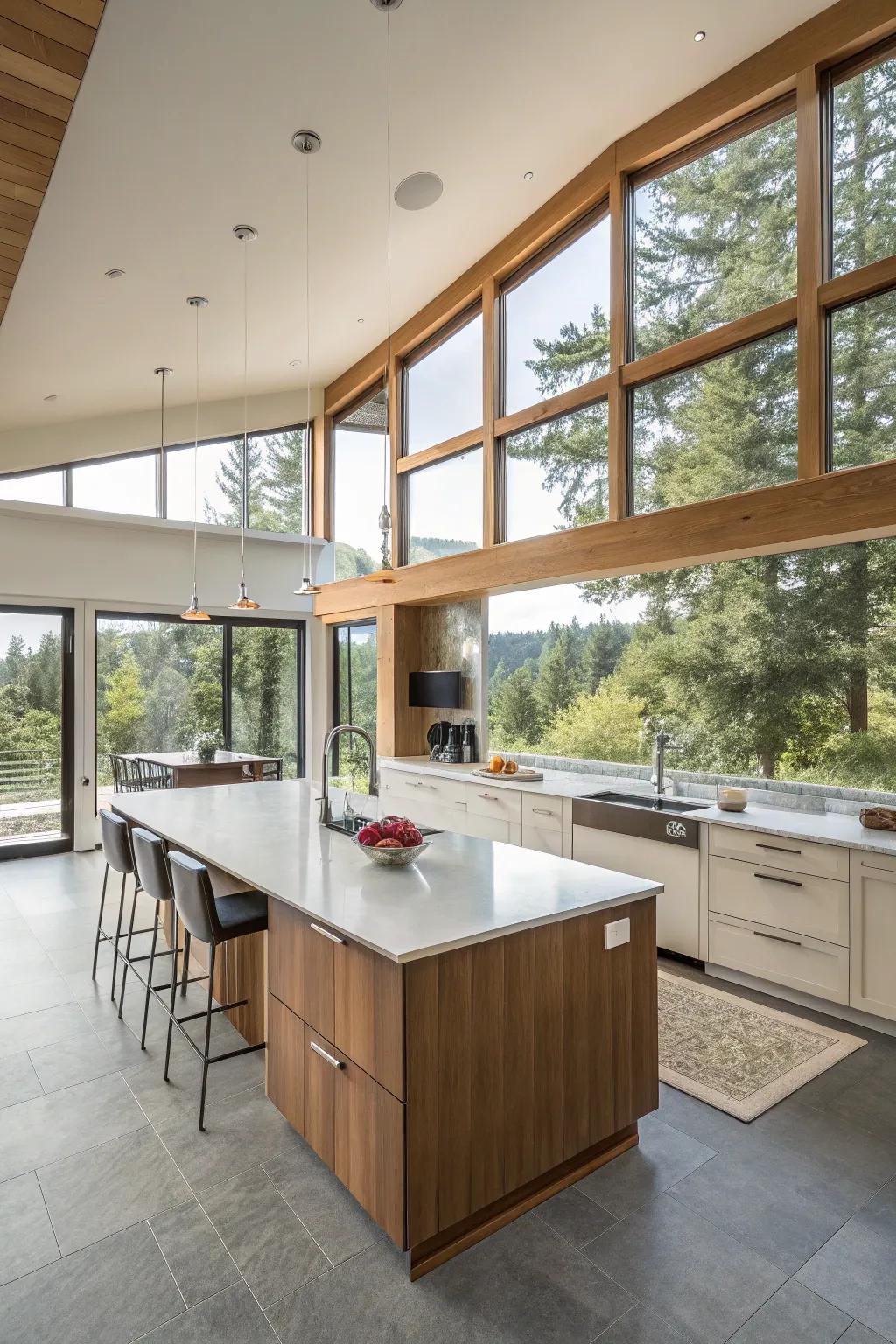 A kitchen showcasing an island and a peninsula for ultimate usability.