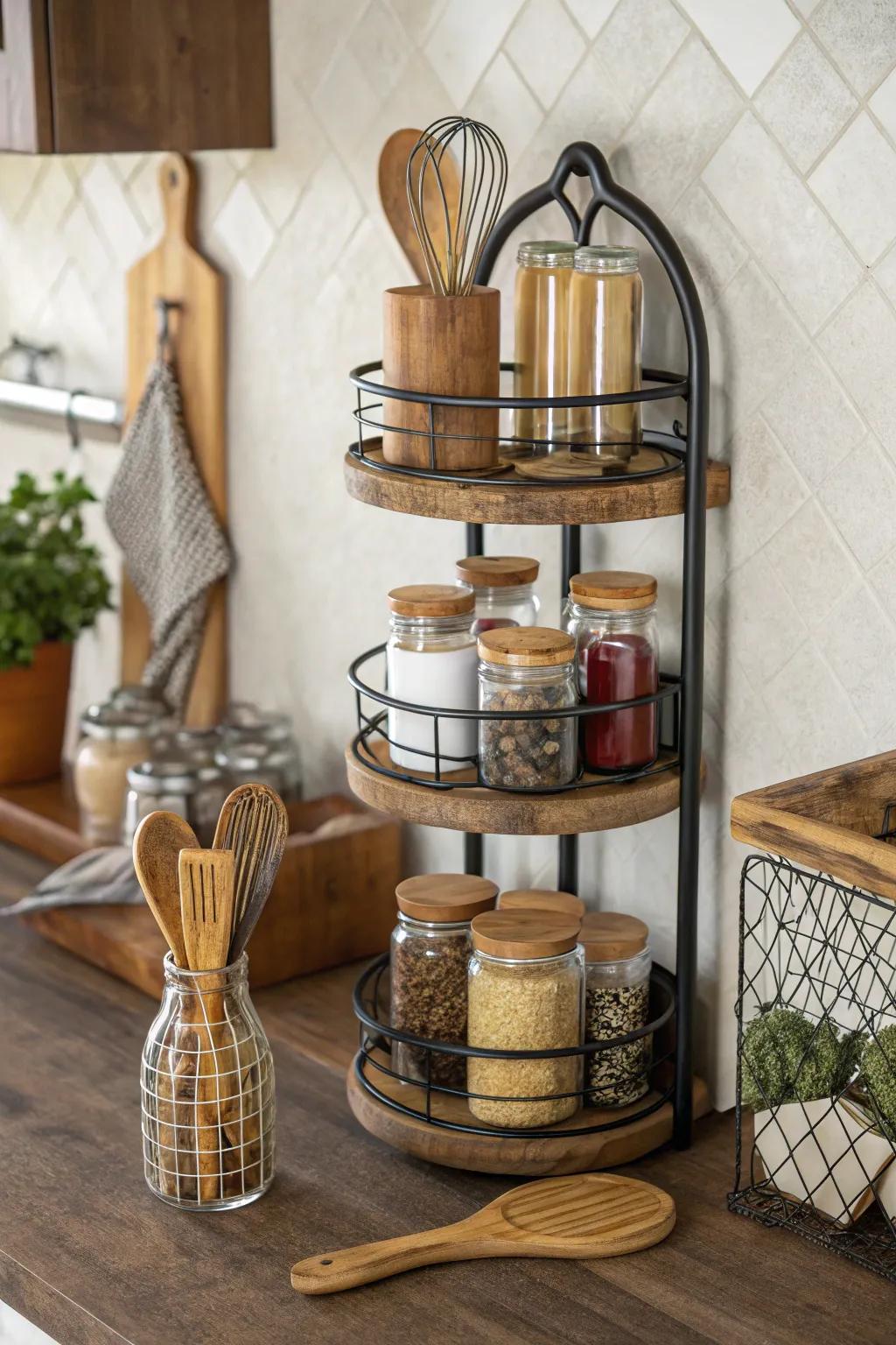 Organic elements such as timber and metal deliver a timeless and robust kitchen vibe.