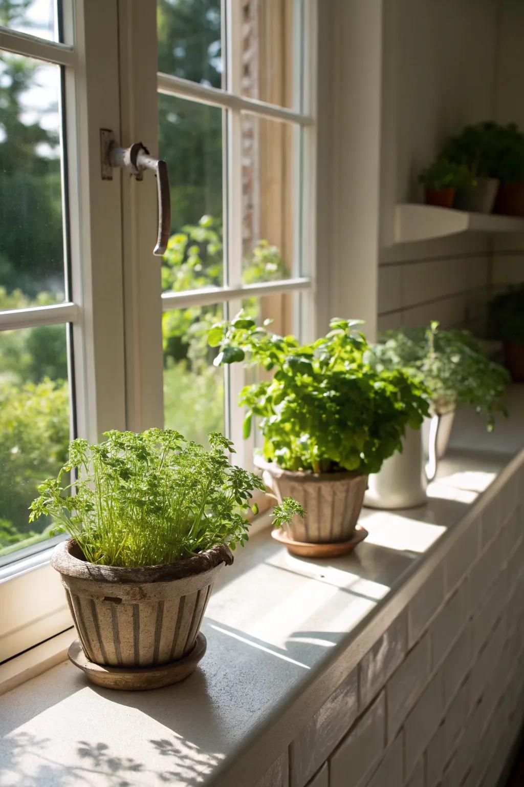 Take advantage of your window sills for a flourishing herb garden.