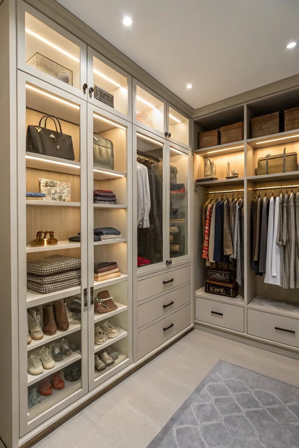 Blend open and closed storage for an organized and stylish closet.