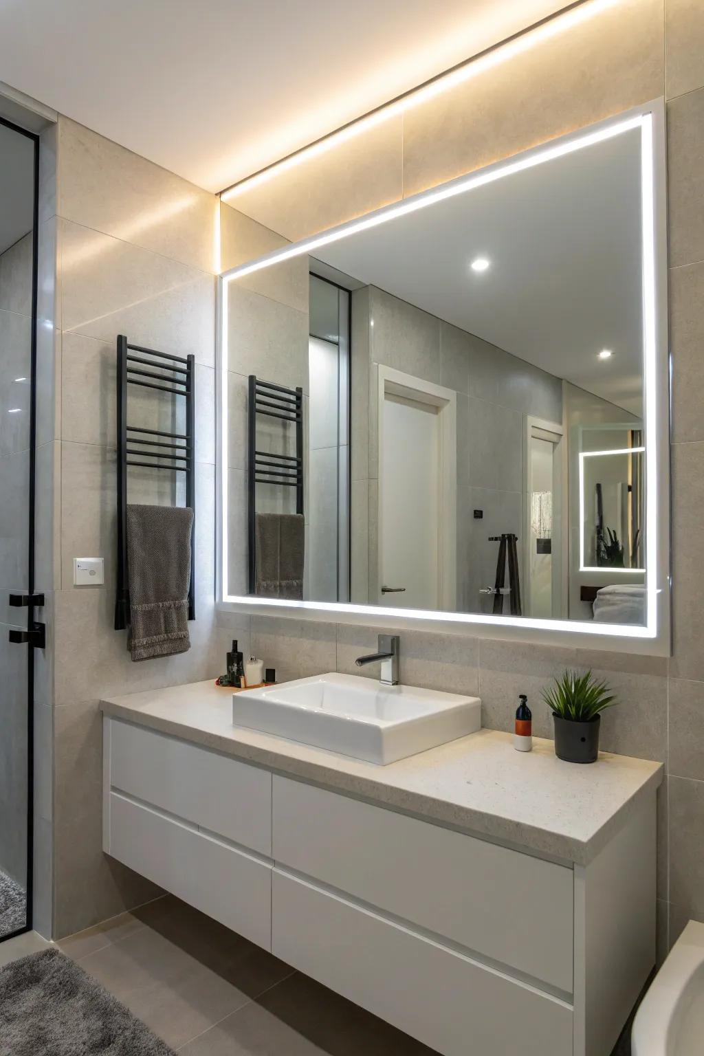 Integrated lighting enhances the functionality and aesthetic of your mirror.