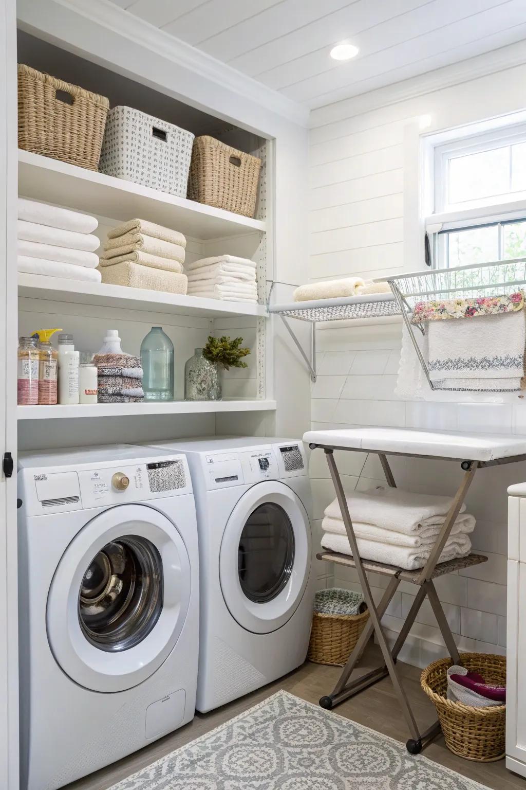 An efficient folding zone simplifies laundry duties.