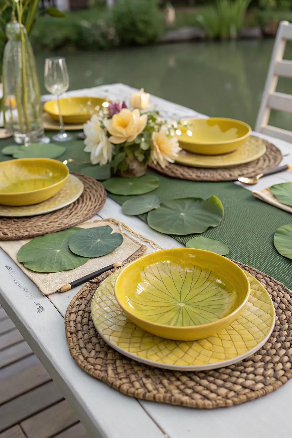 Handcrafted water lily pads infuse the essence of nature into your Leap Year dining experience.