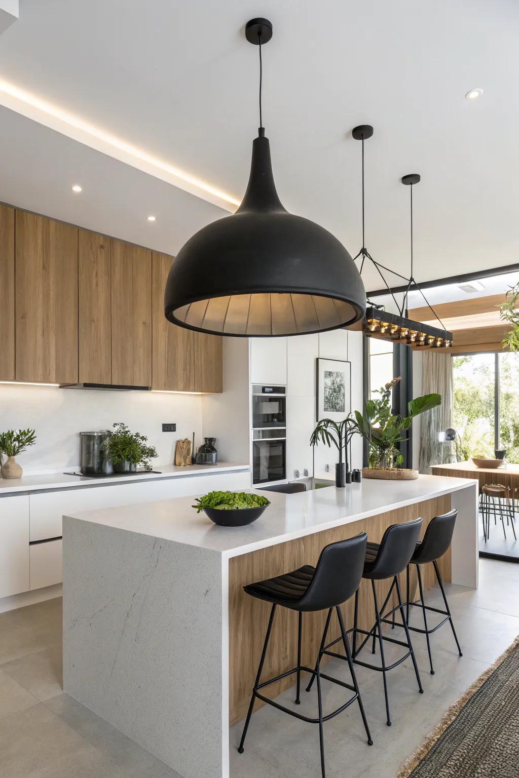 Update your kitchen with modern pendant lights for a fresh look.