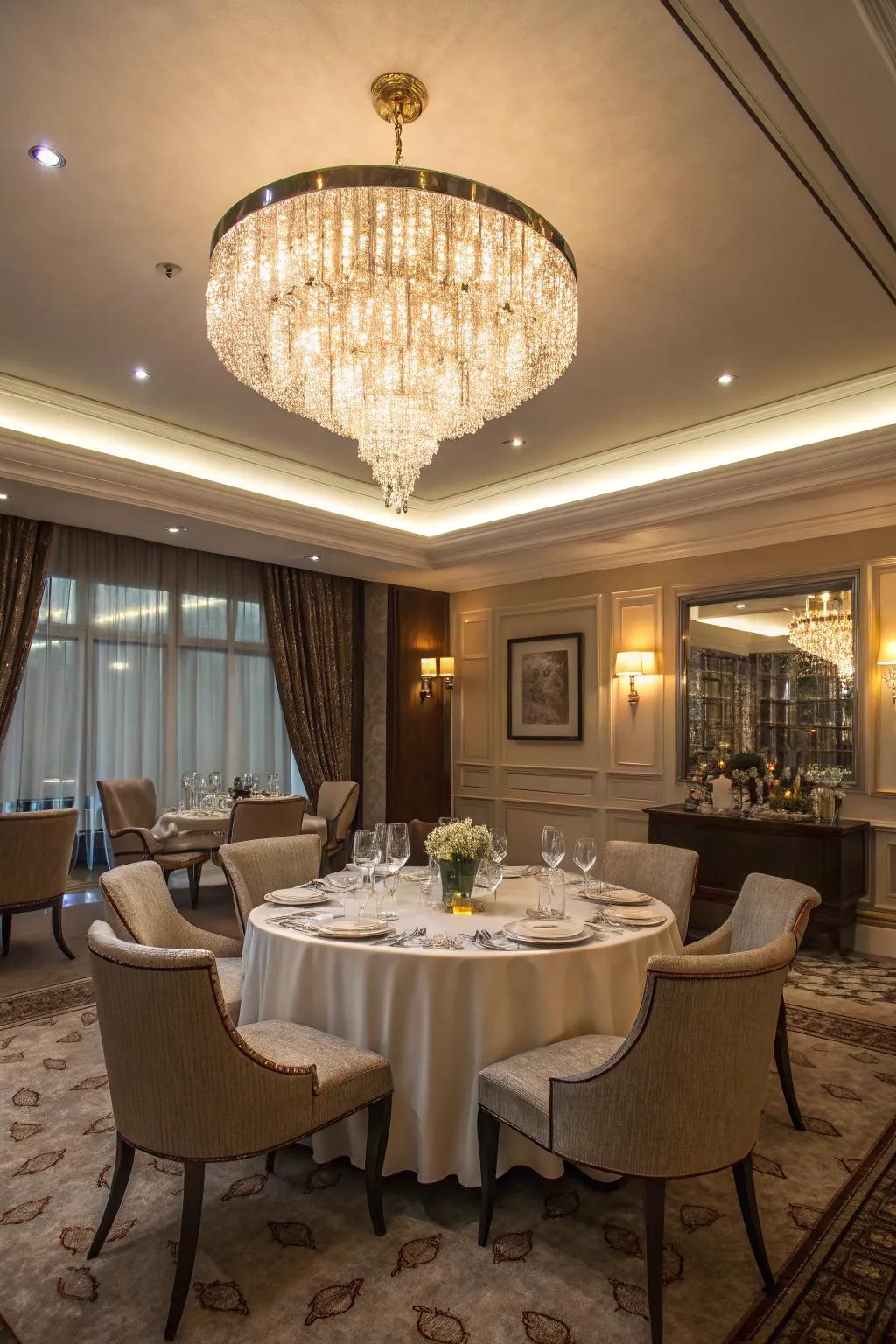 Crystal Illumination enhances dimly lit areas with elegance and substantial light.