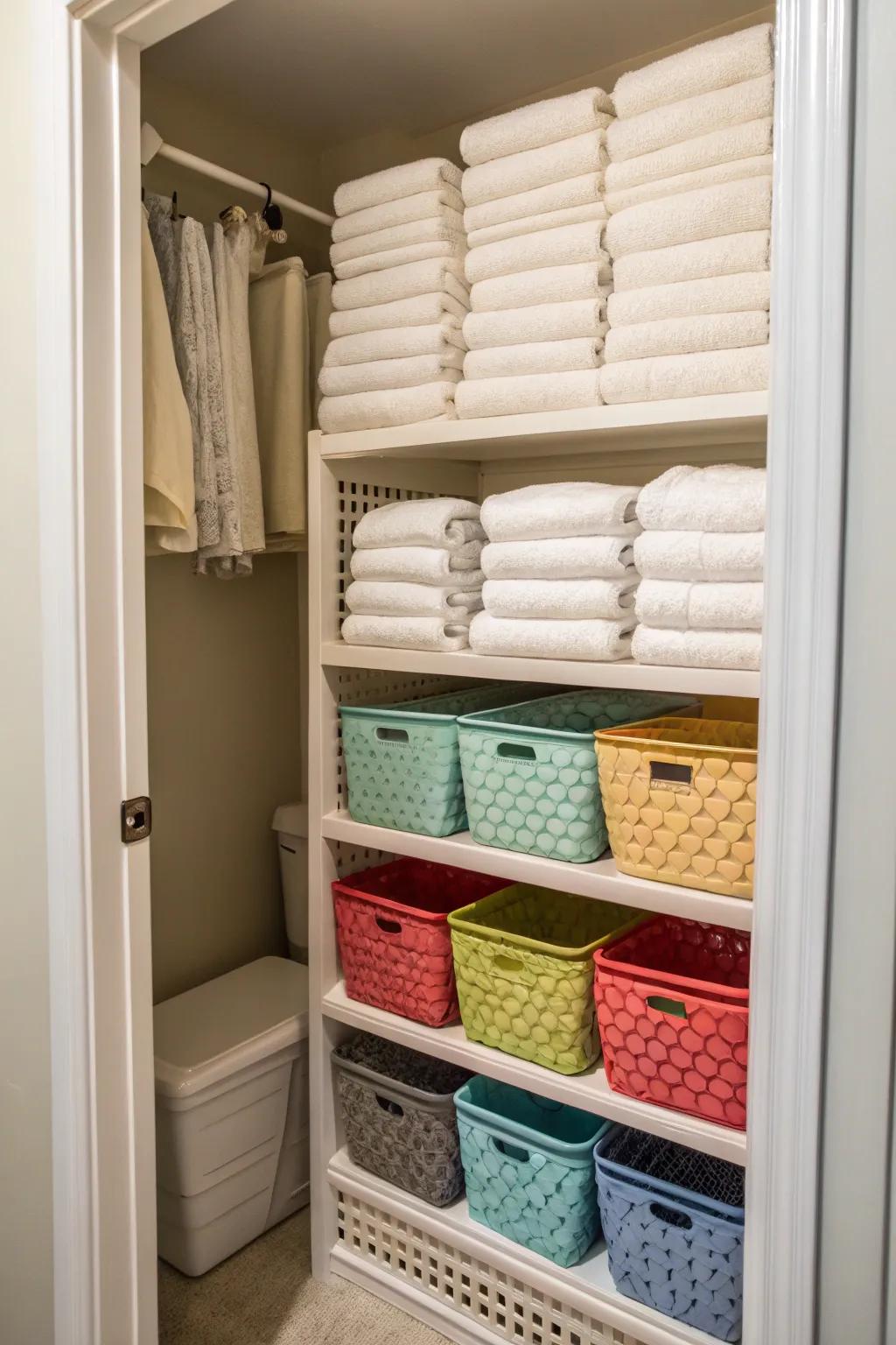 Adaptable shelving provides flexibility to match fluctuating storage preferences.