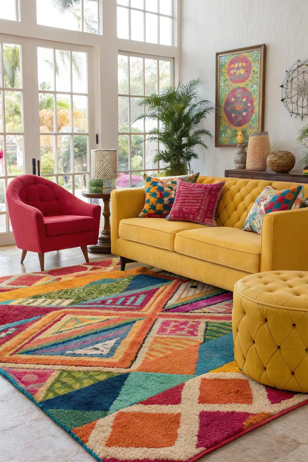 Vibrant rugs inject color and vitality into your space.