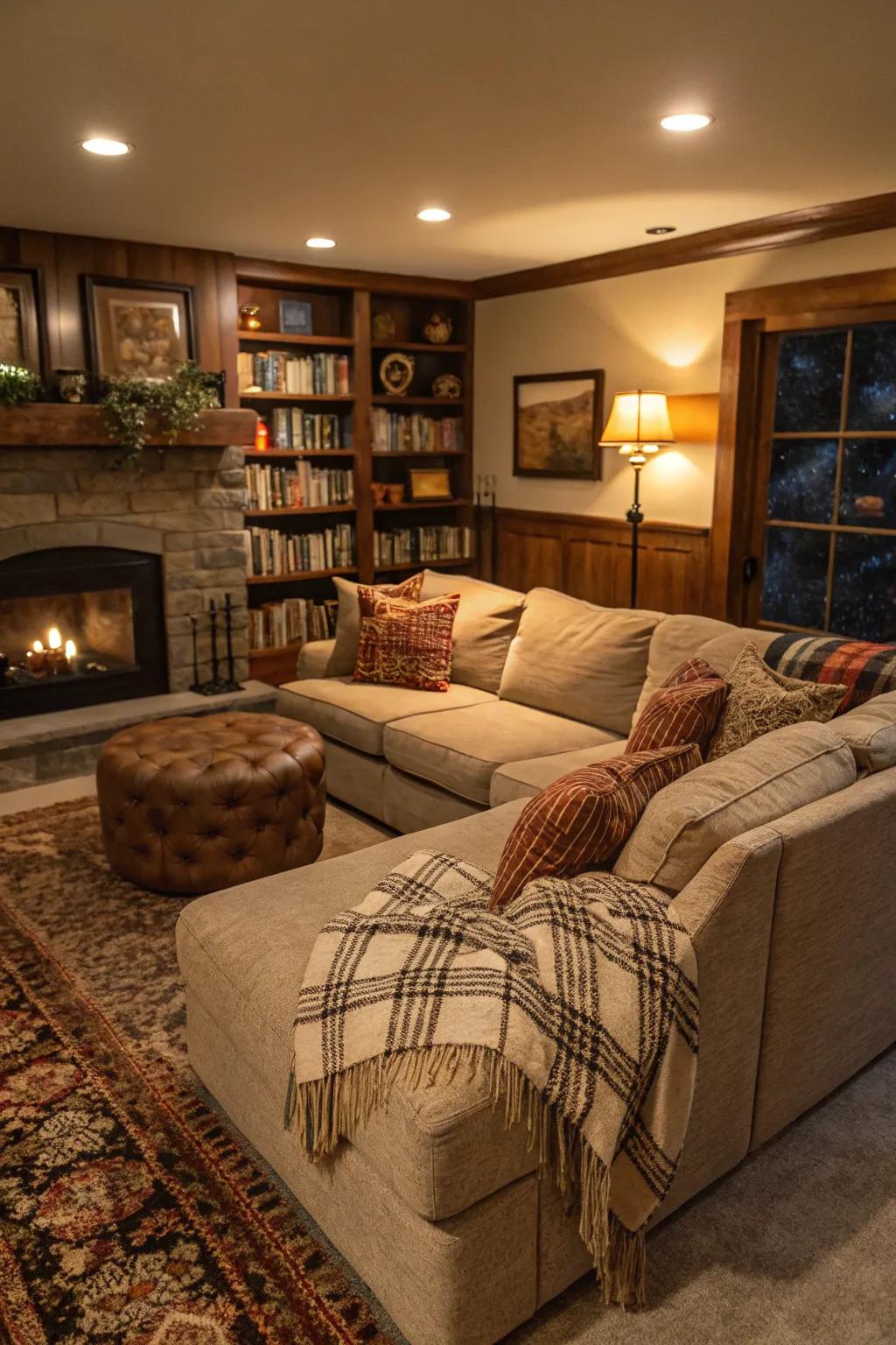 A corner configuration that optimizes space and intimacy.