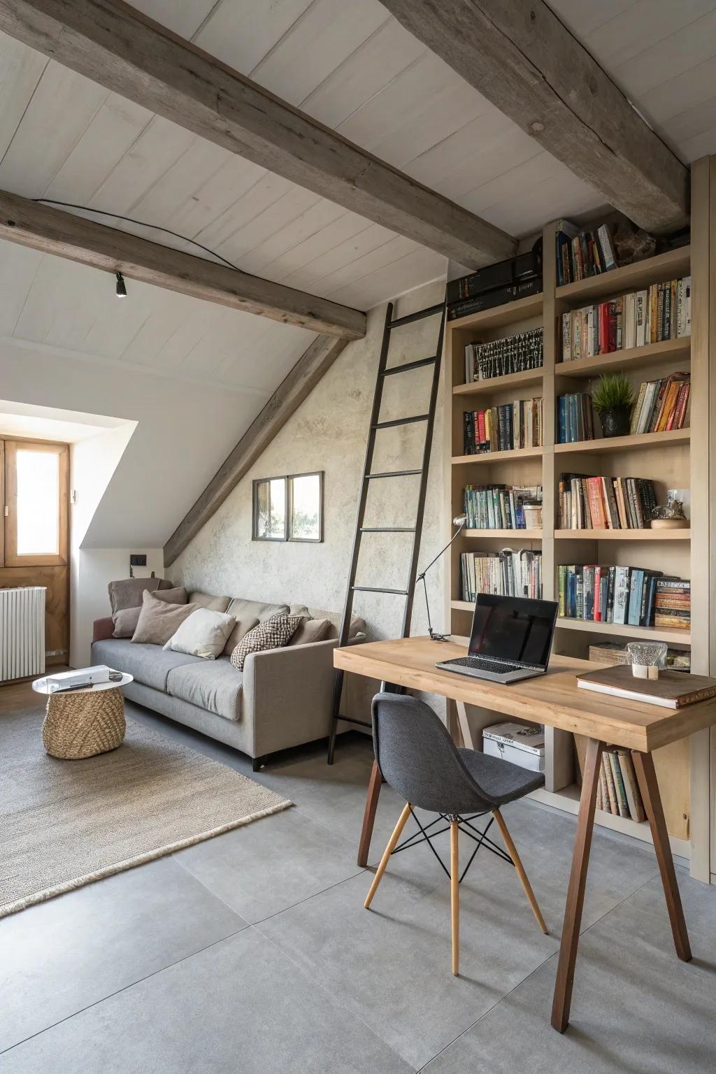 A skillfully designed loft that harmonizes work and relaxation effortlessly.