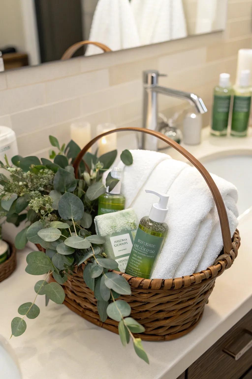Invigorating Eucalyptus Haven: Revitalization and tranquility combined in one basket.