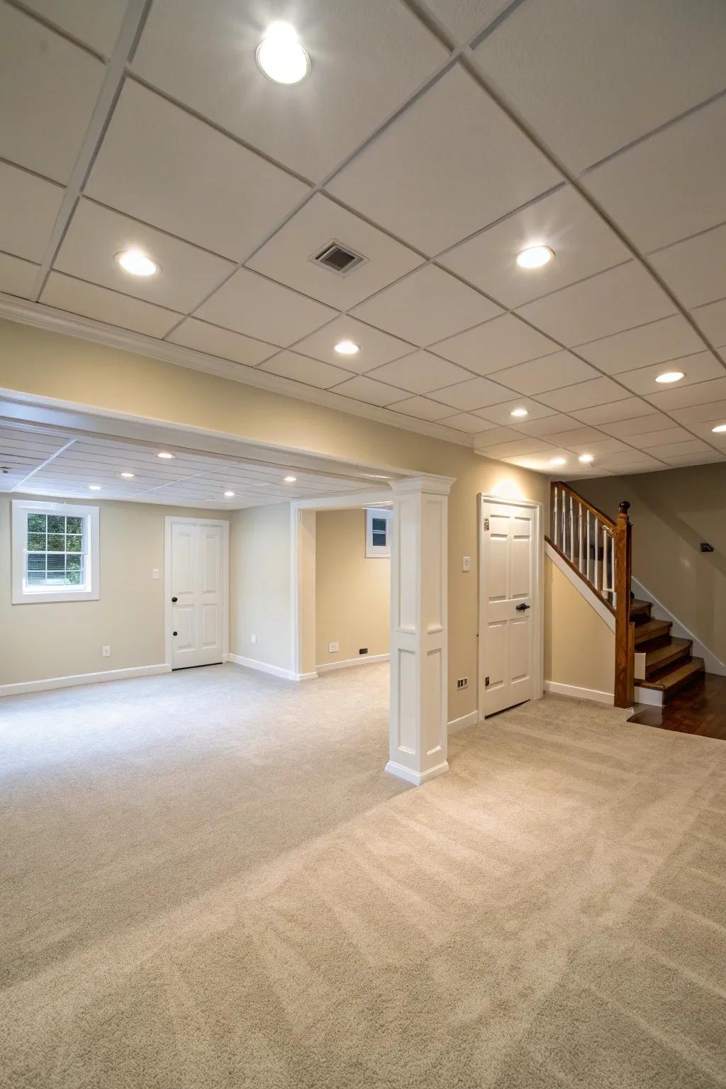 Concealed lights provide a smooth, efficient way to brighten your basement.