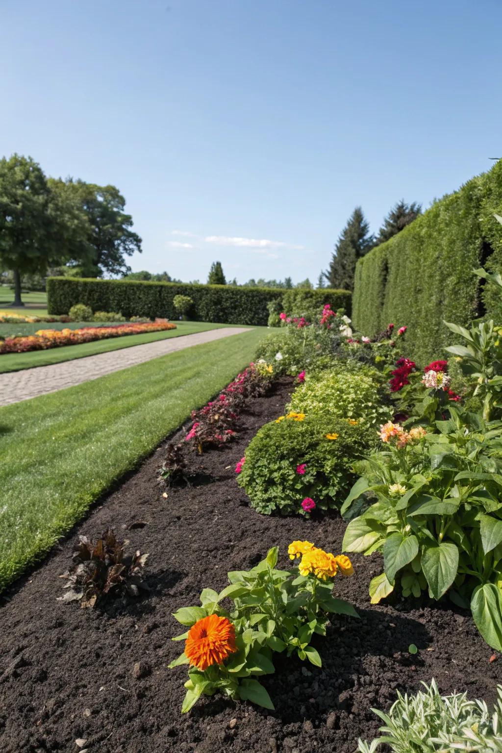 Mulch beds keep your garden neat while reducing water needs.