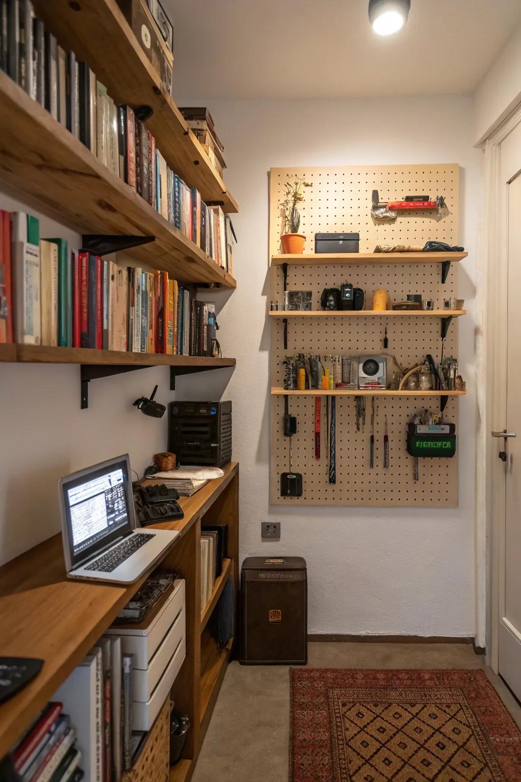 Vertical storage optimizes area effectiveness and maintains your man cave uncluttered.