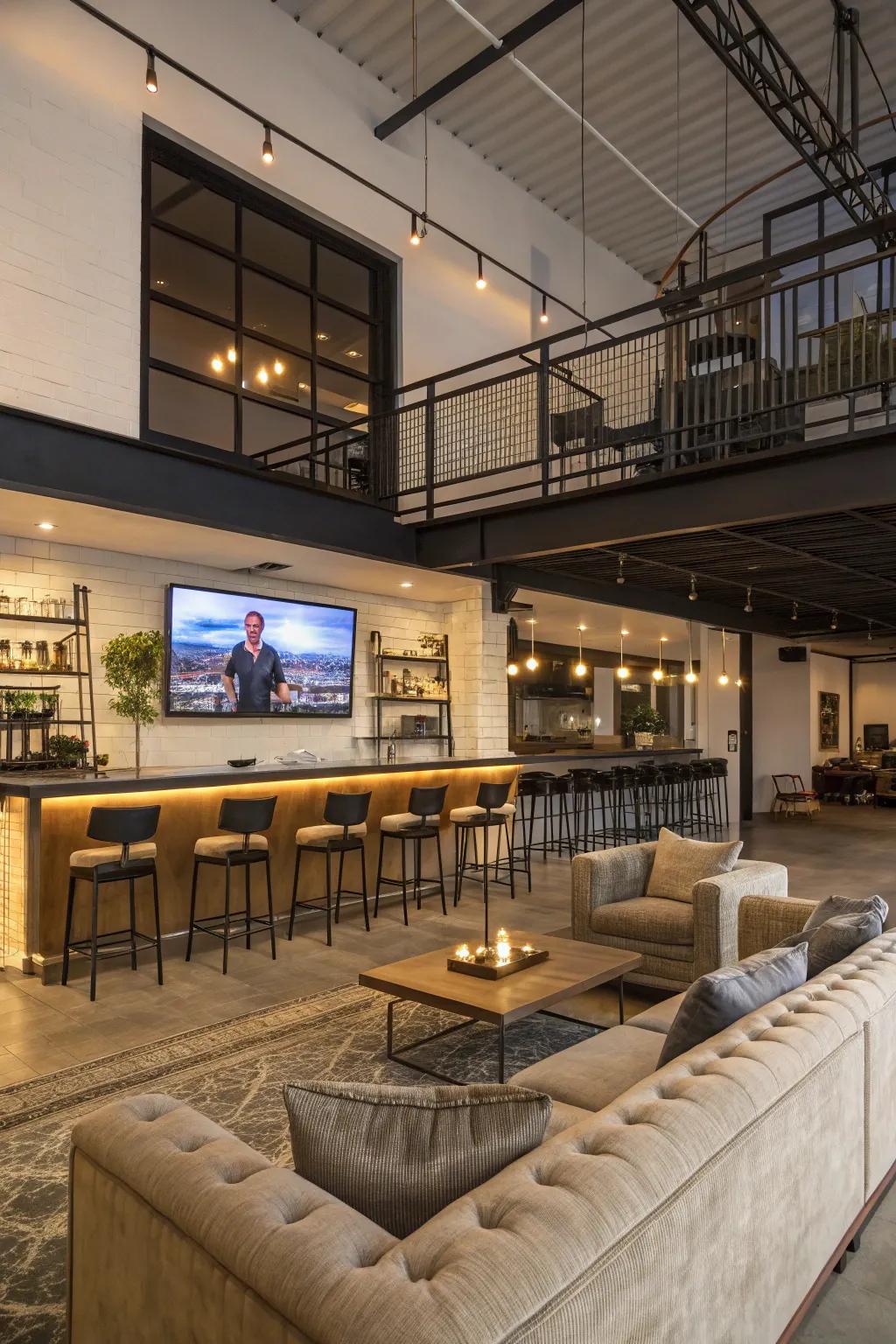 An entertainment hub perfect for hosting epic game nights or watching movies in style.