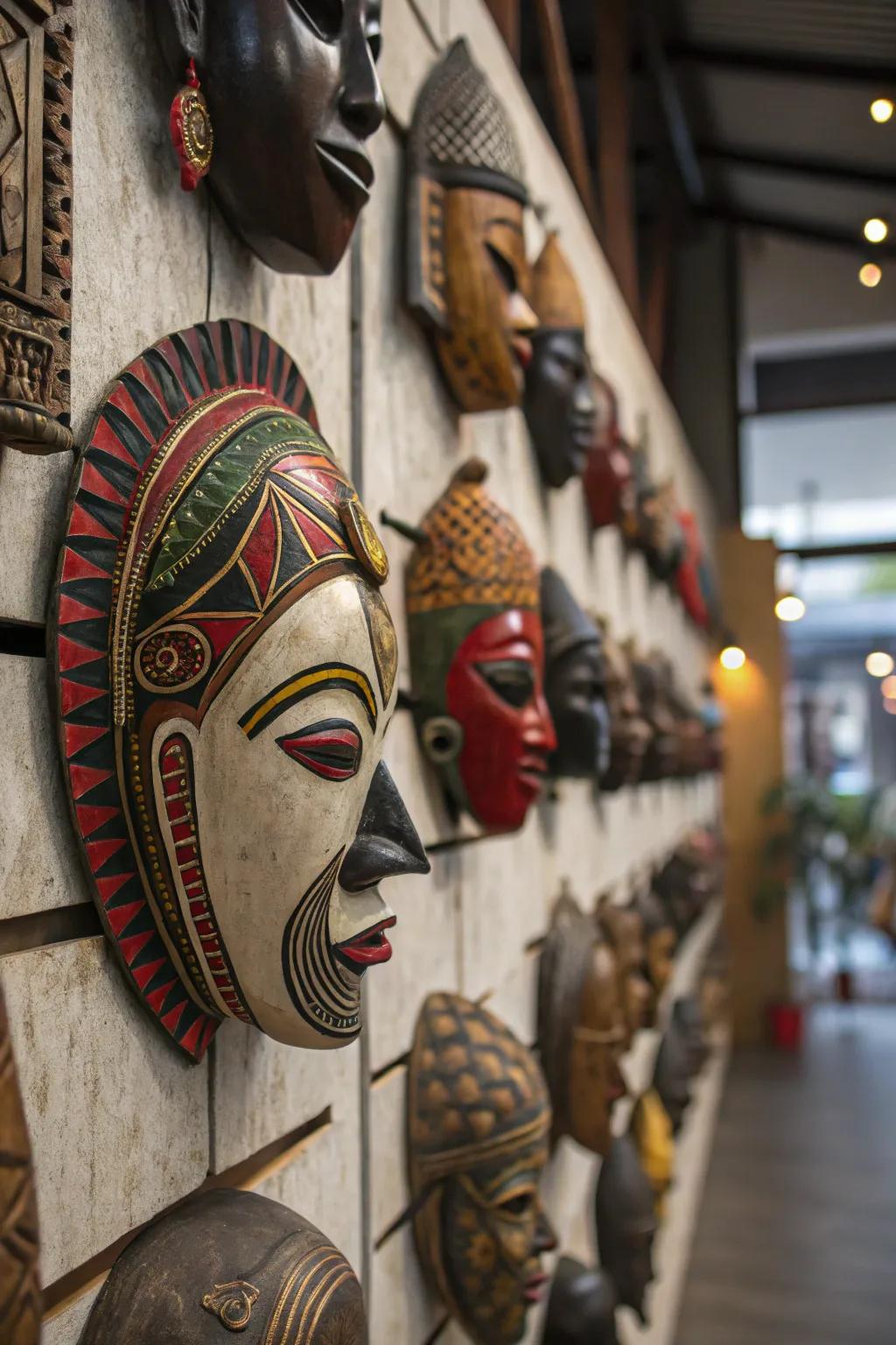 A culturally diverse group of masks tells a tale of global heritage.