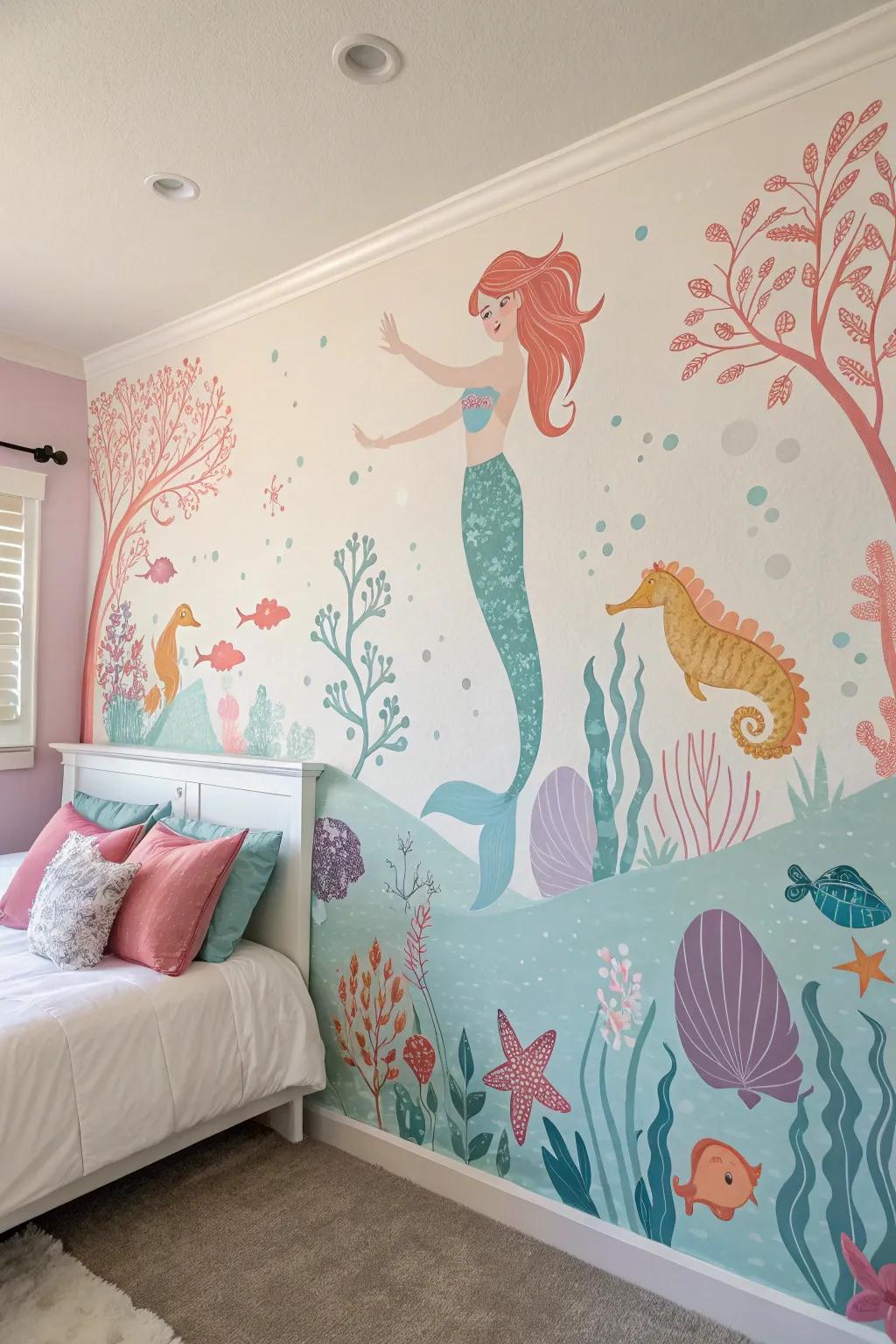 An enchanting mural that brings the ocean to your walls.