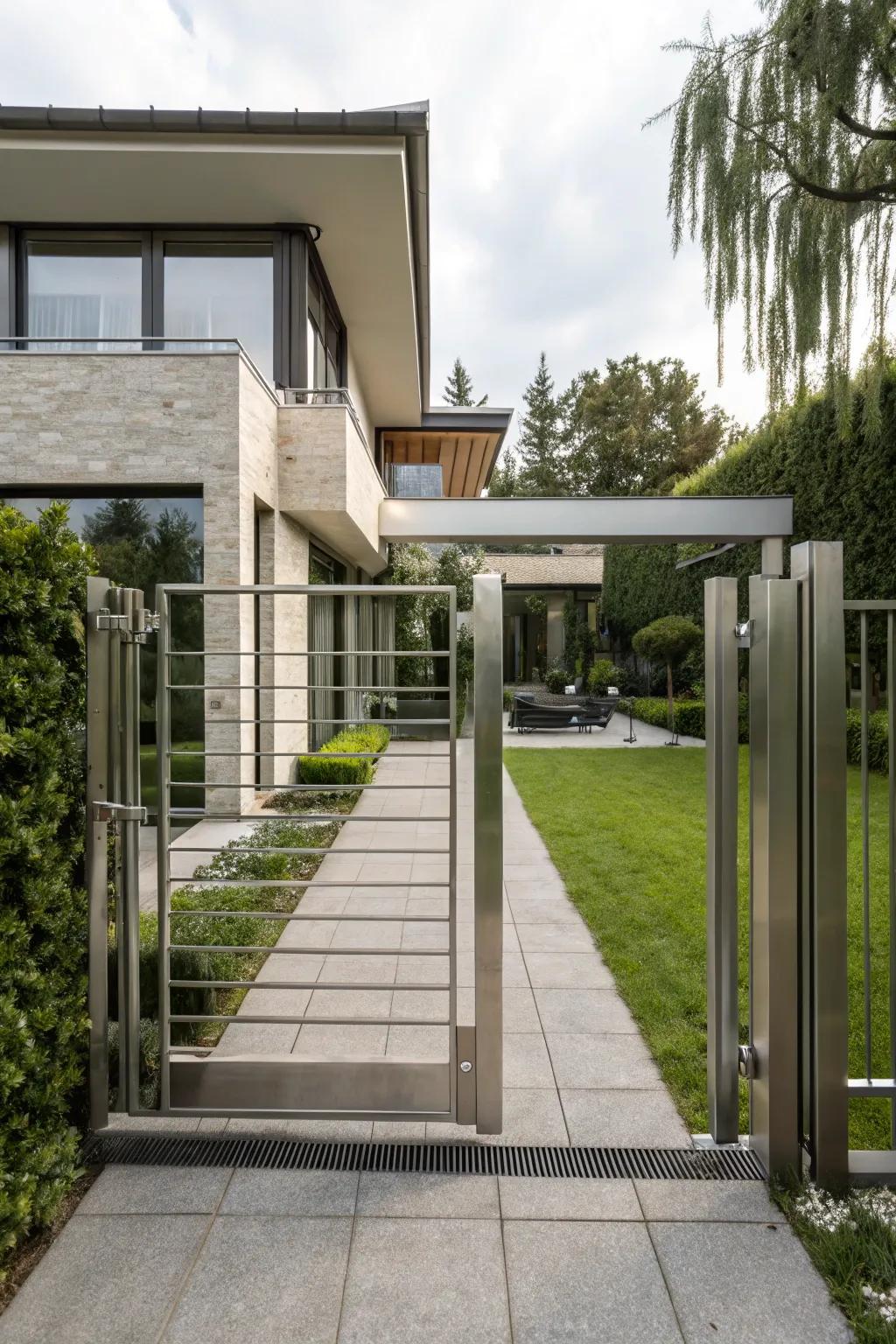 Minimalist metal doors present a streamlined and contemporary charm.