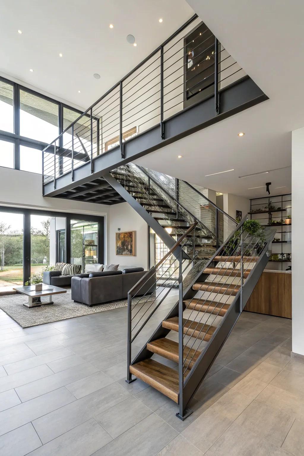 Amplify your space with the weightless design of a steel staircase.