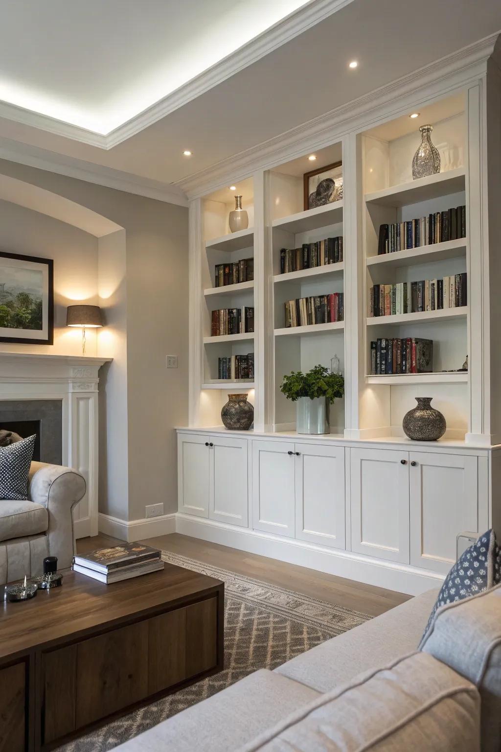 Find harmony and flair with symmetrical shelving.