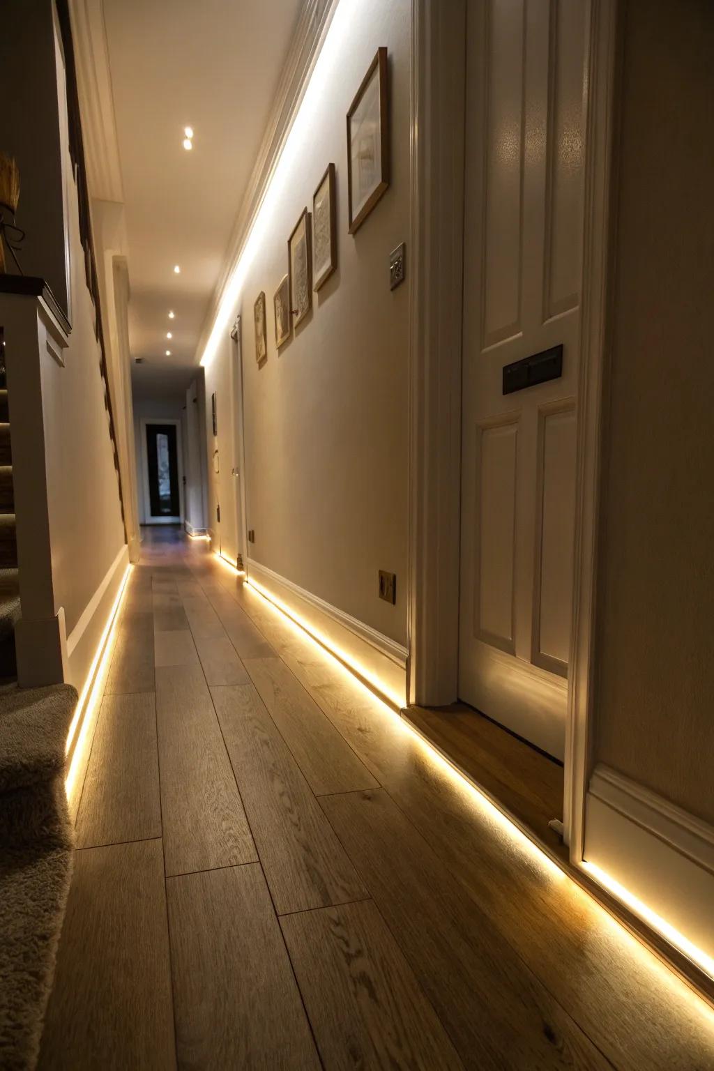 Edgings with embedded LED lighting crafting a comforting radiance.