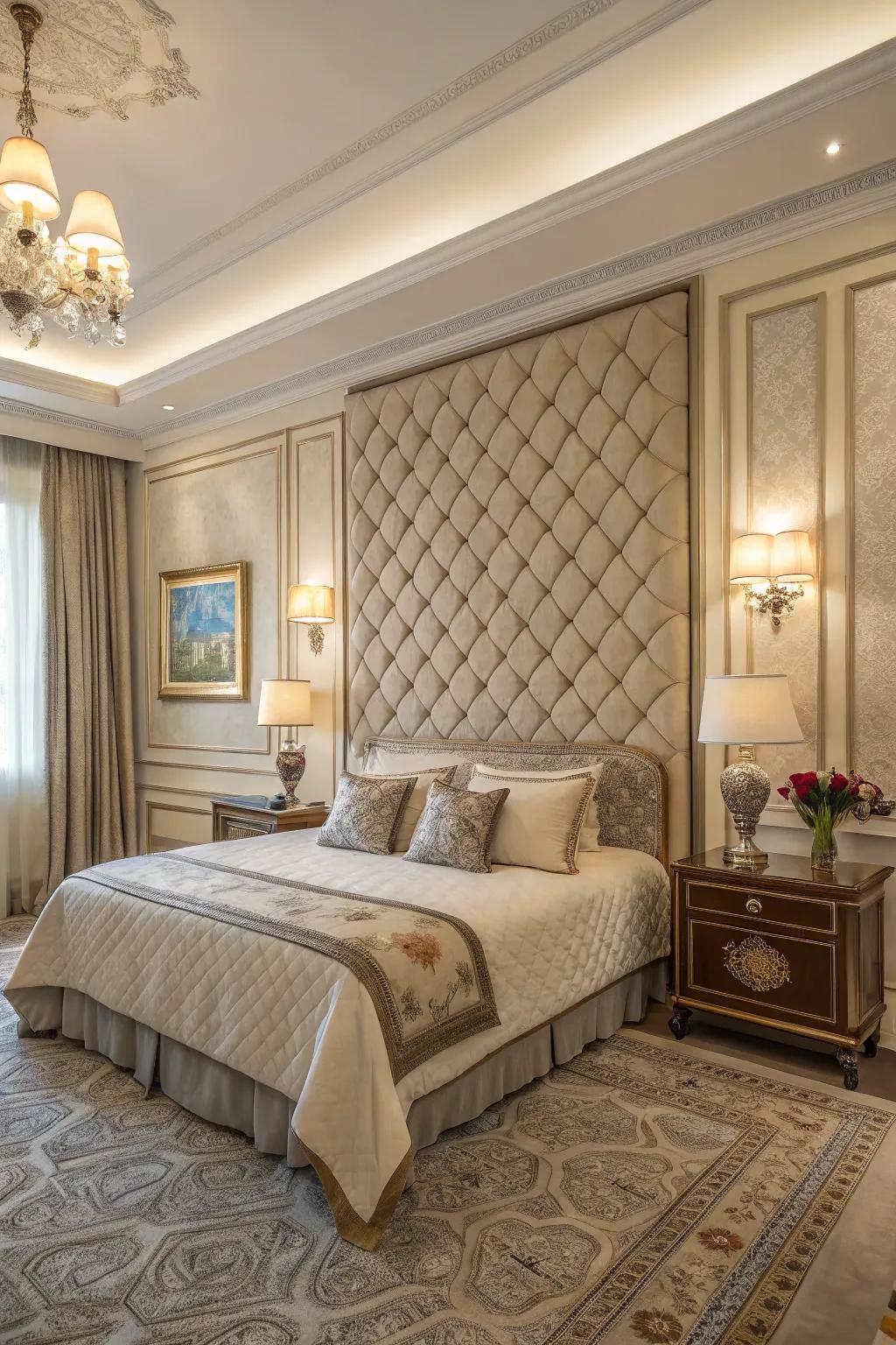 Textured surfaces enrich any bedroom with depth and a luxurious essence.