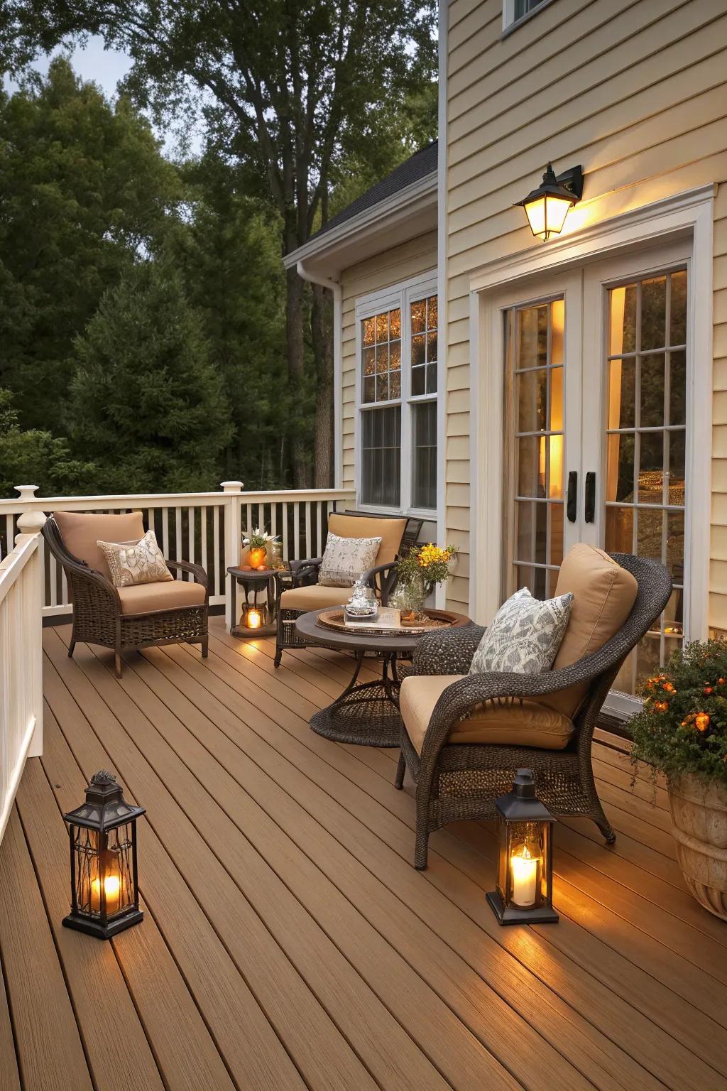 Amber wood adds an inviting element to any deck.