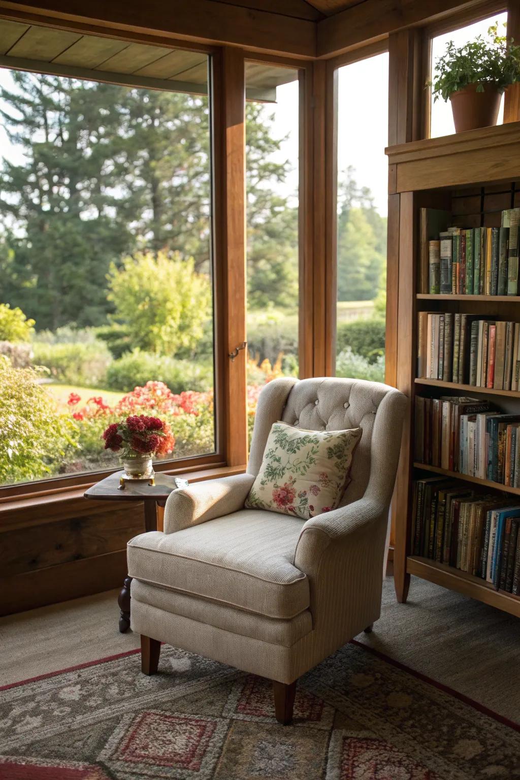 A captivating reading corner awash with natural light, inviting you to escape into the pages of a great book.