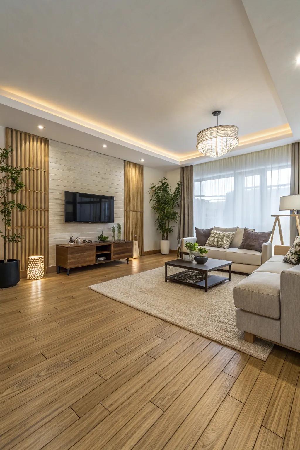 Sustainable style meets chic bamboo flooring.