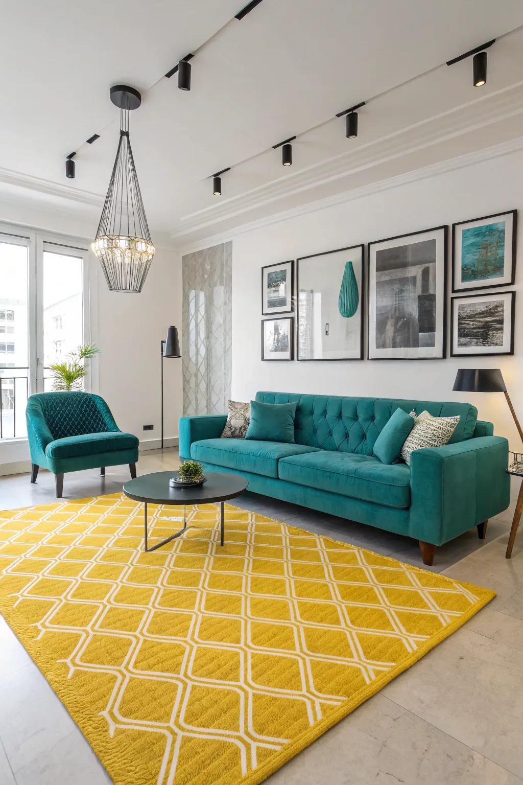 A sunbeam floor covering brings warmth and energy to any living room.