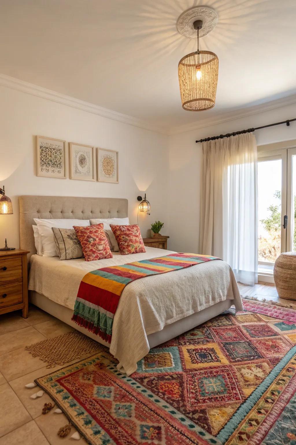 Neutral tones provide a calming backdrop, while colorful accents add personality.