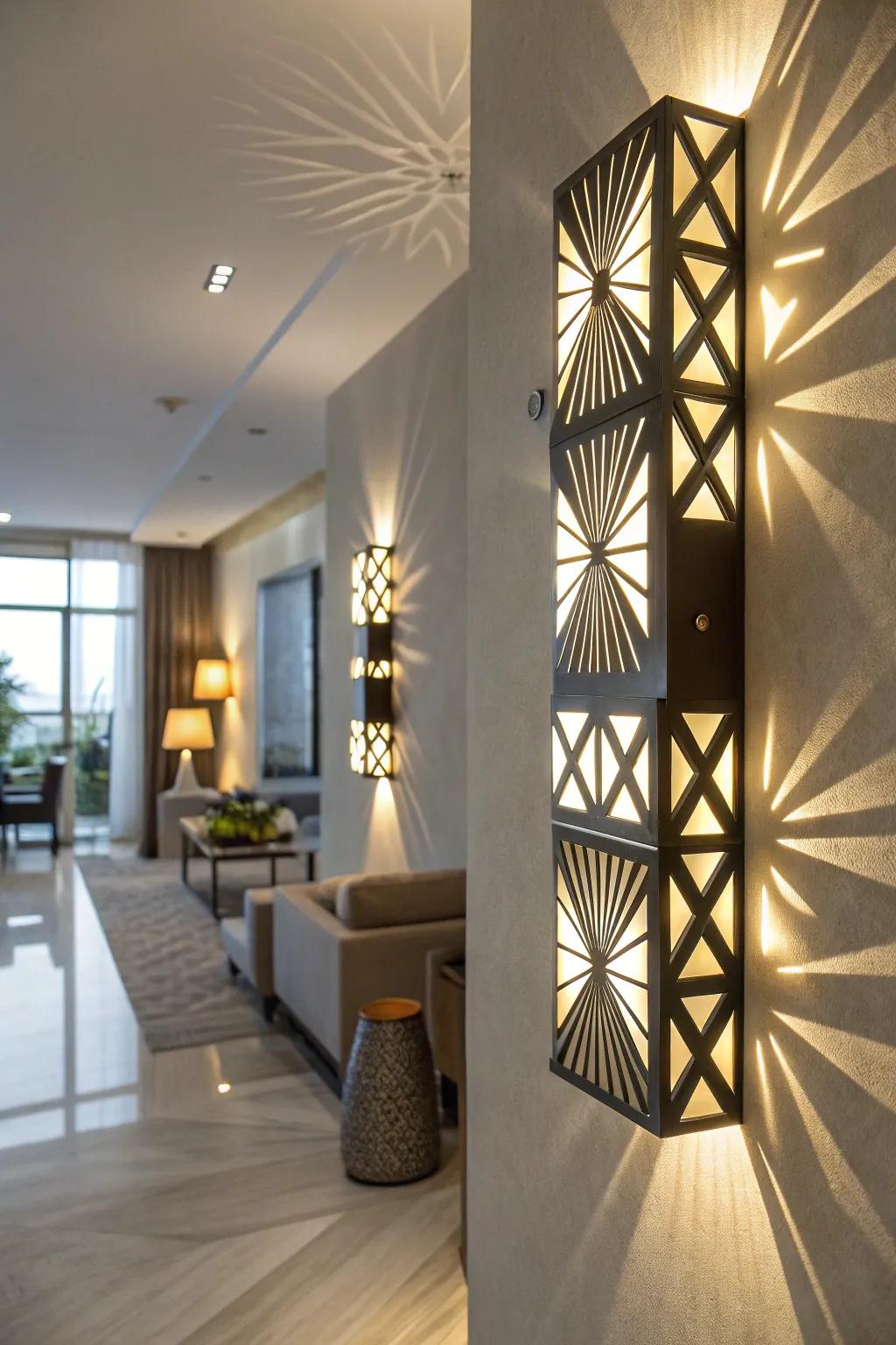 Geometric designs add an artistic flair to your lighting.