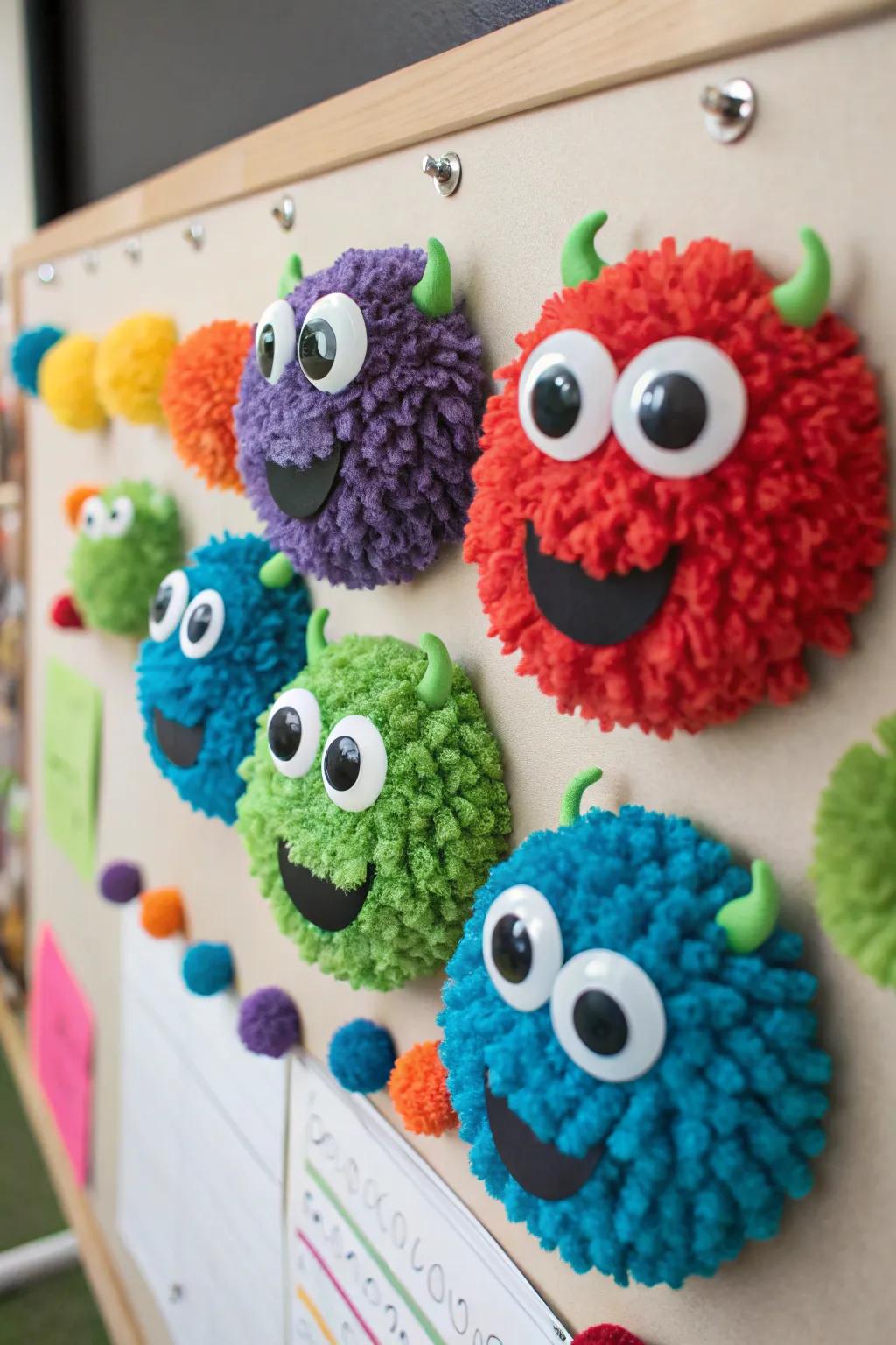 3D monster faces that instill a lively and palpable dimension to any bulletin board.