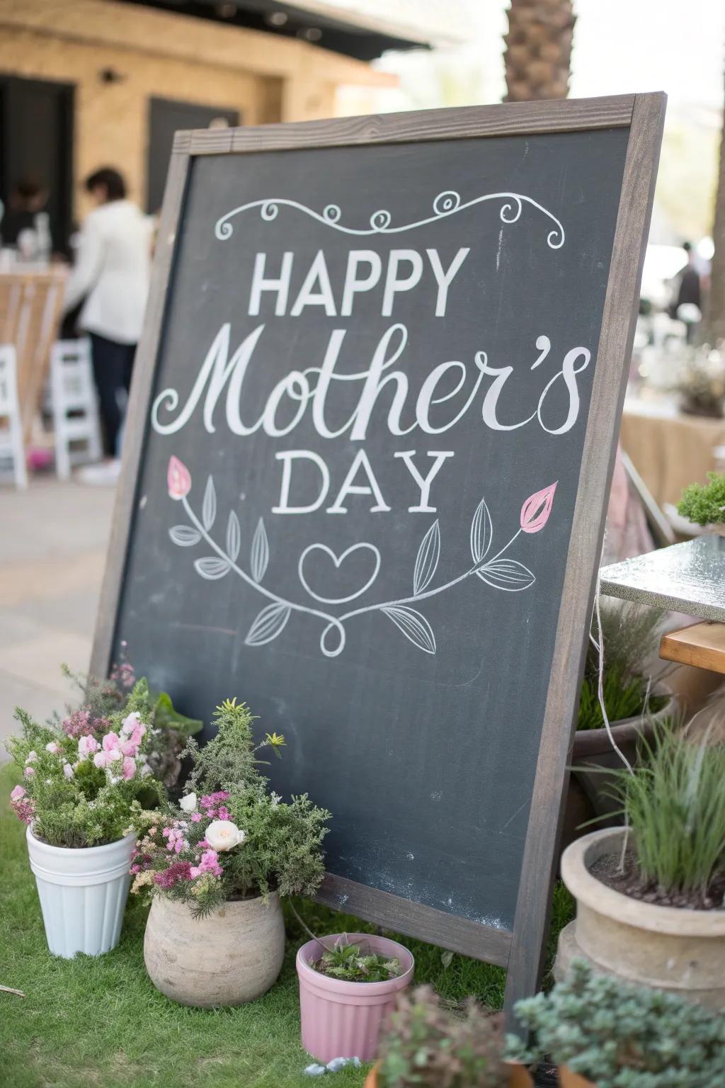 Infuse your Mother's Day festivities with a uniquely personalized chalkboard scene.