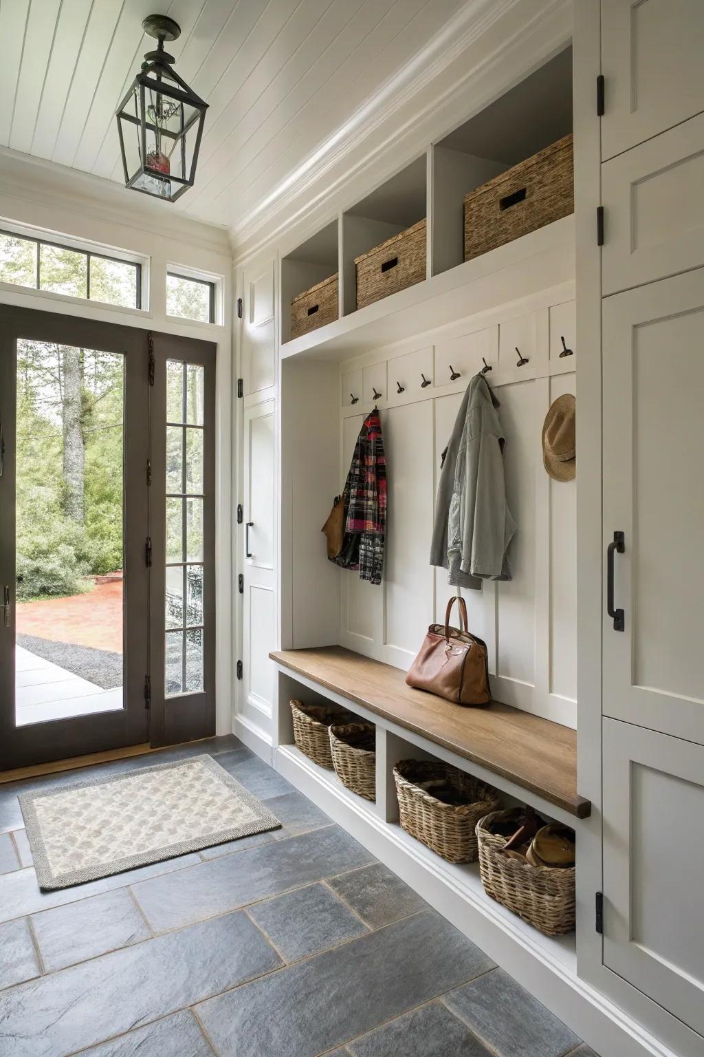 A smooth flow from the foyer into the mudroom.