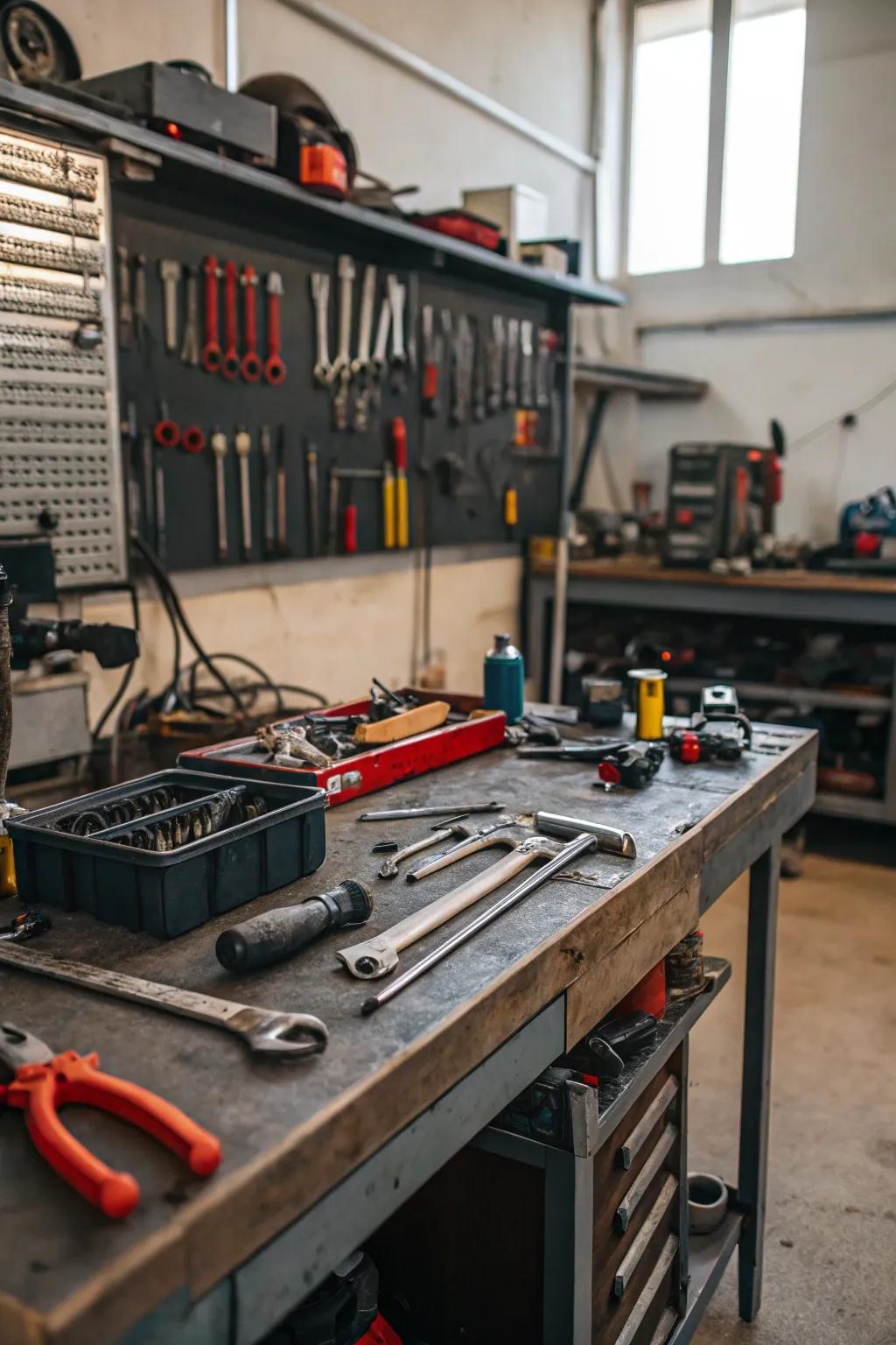 A garage converted into a practical creative zone.