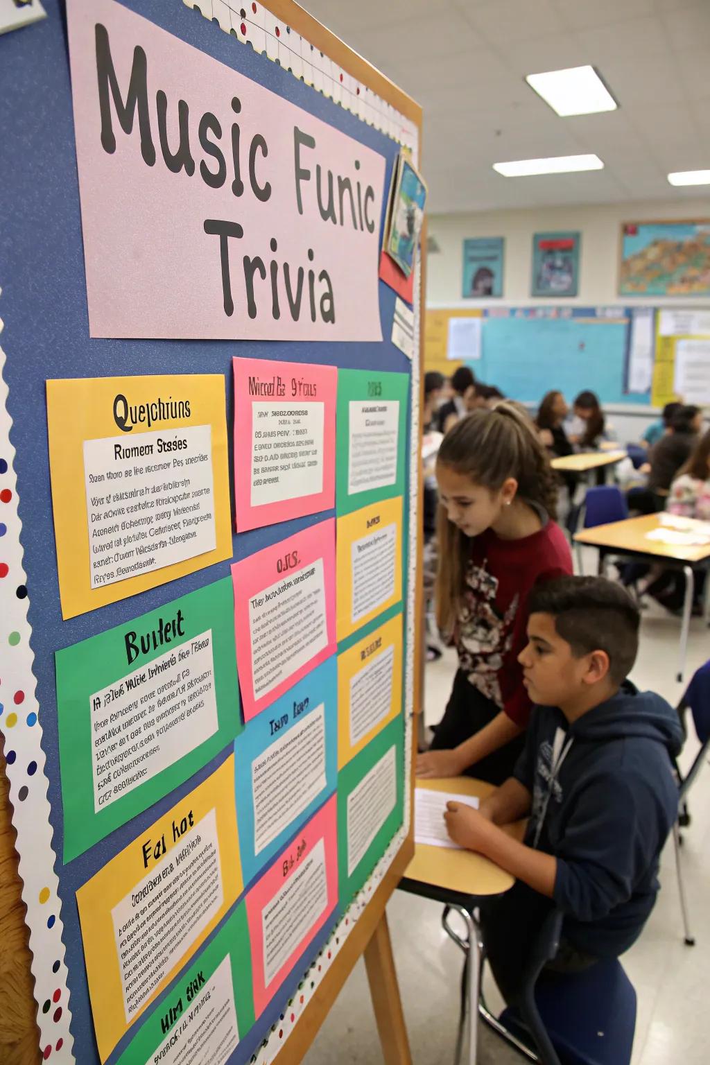 Interactive music trivia board that encourages participation.