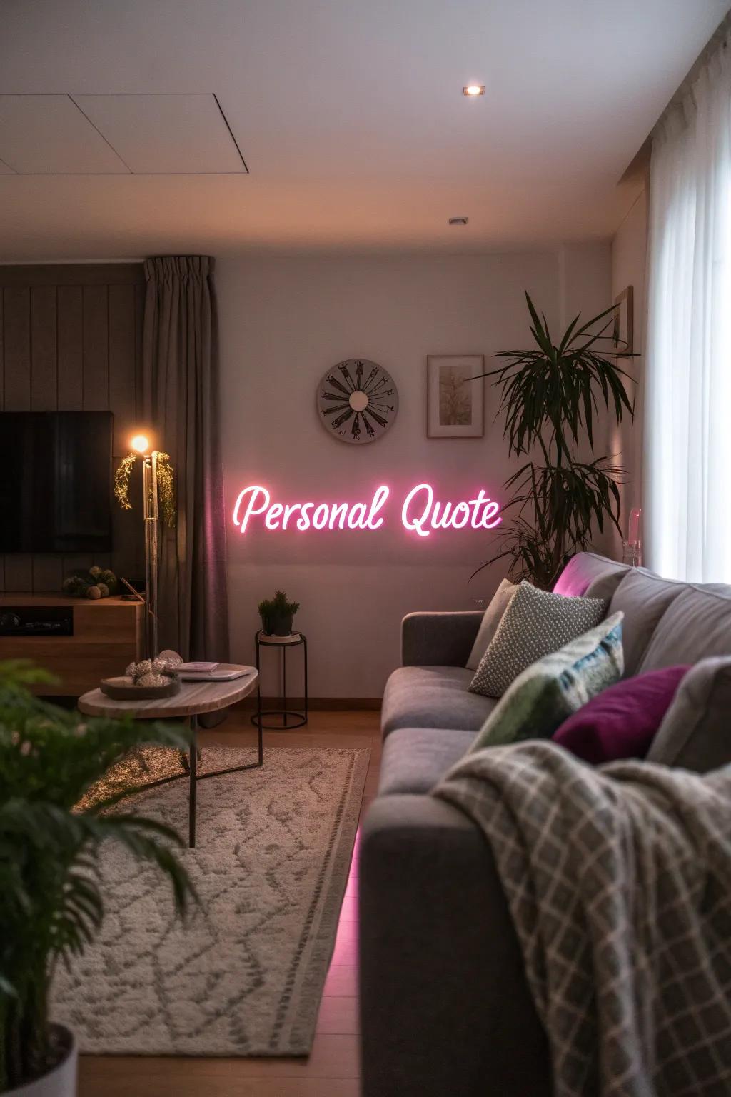 A custom neon artwork offers a personal touch to any setting.