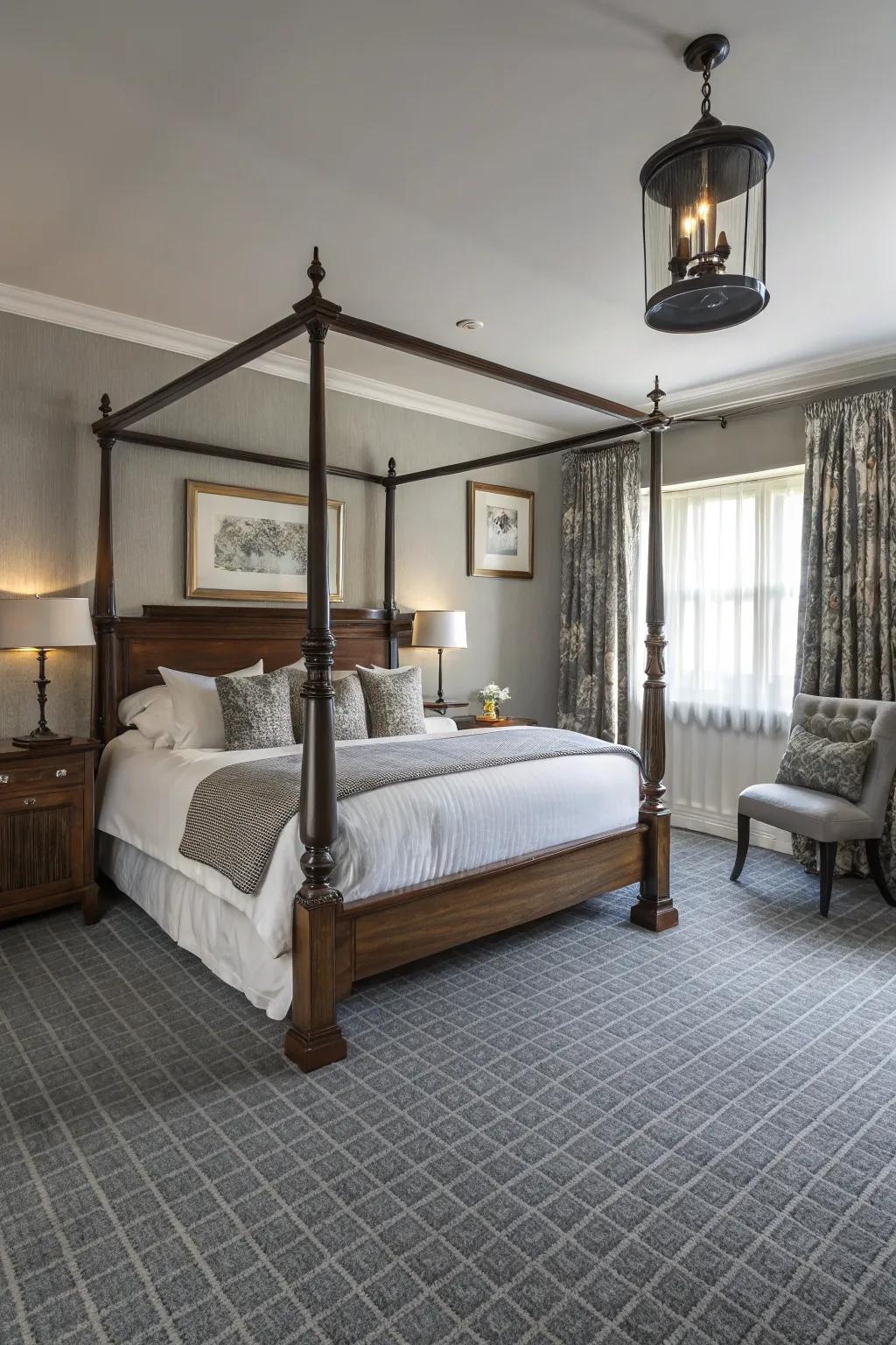 Classic gray carpets blend seamlessly with diverse decor styles.