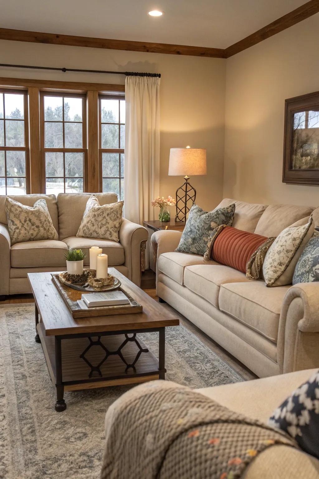 A seating design that values conversation over television viewing.