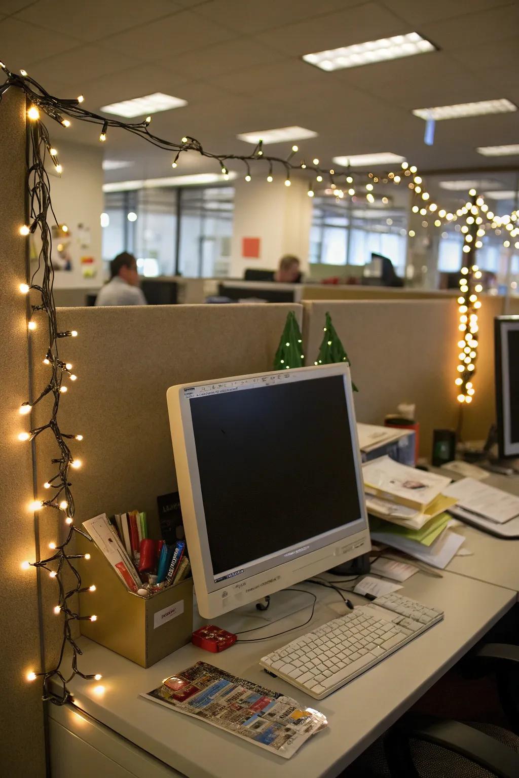 Gleaming radiant strands metamorphose your desk into a celebratory focal point.