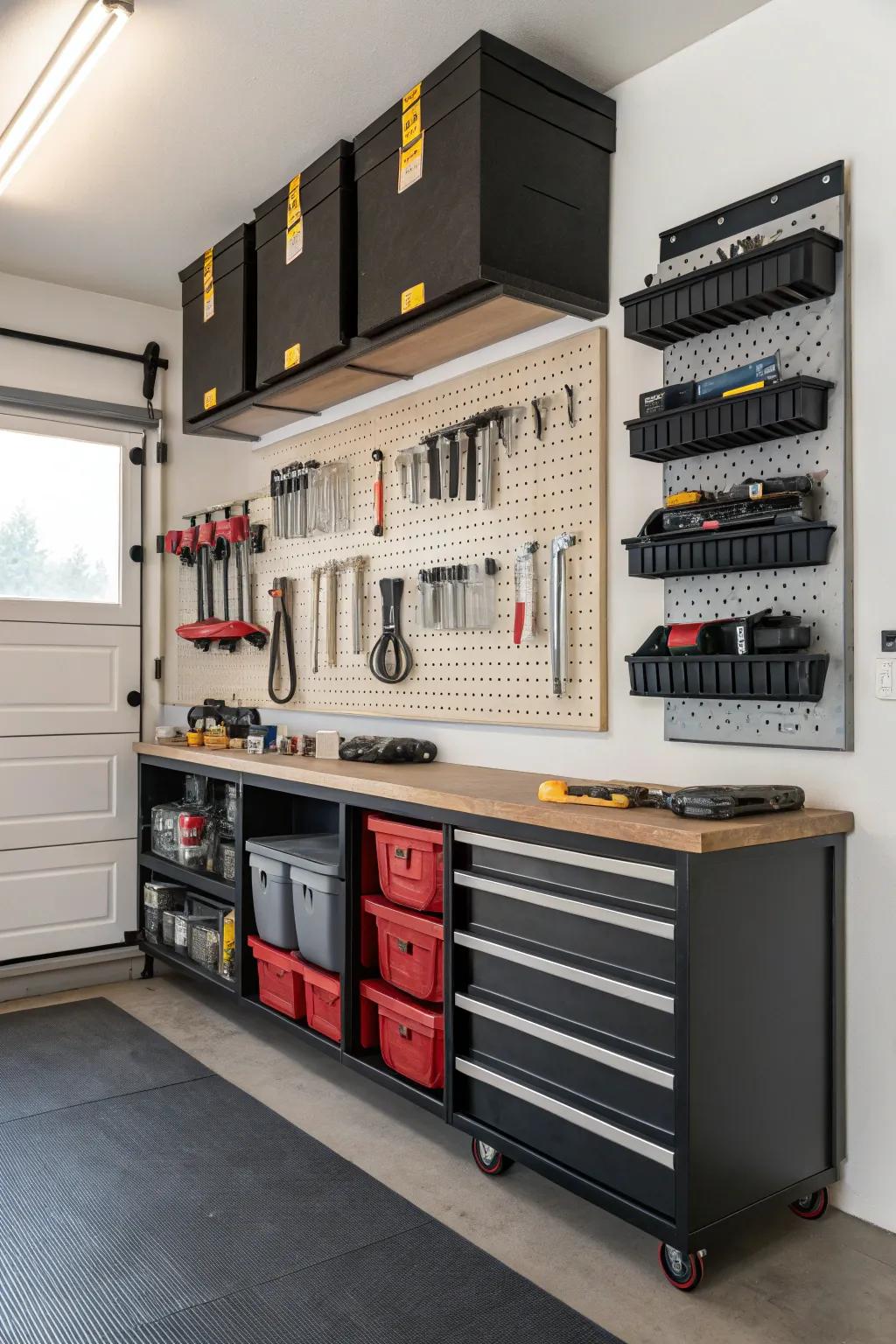 Wall-mounted solutions make your garage organized and efficient.