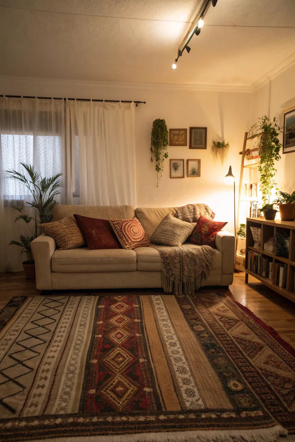 Layered floor coverings bring warmth and dimension to your space.