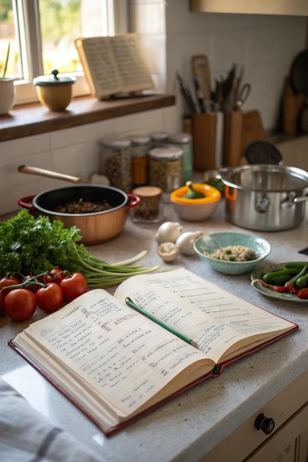 A custom cookbook adorned with family favorites.