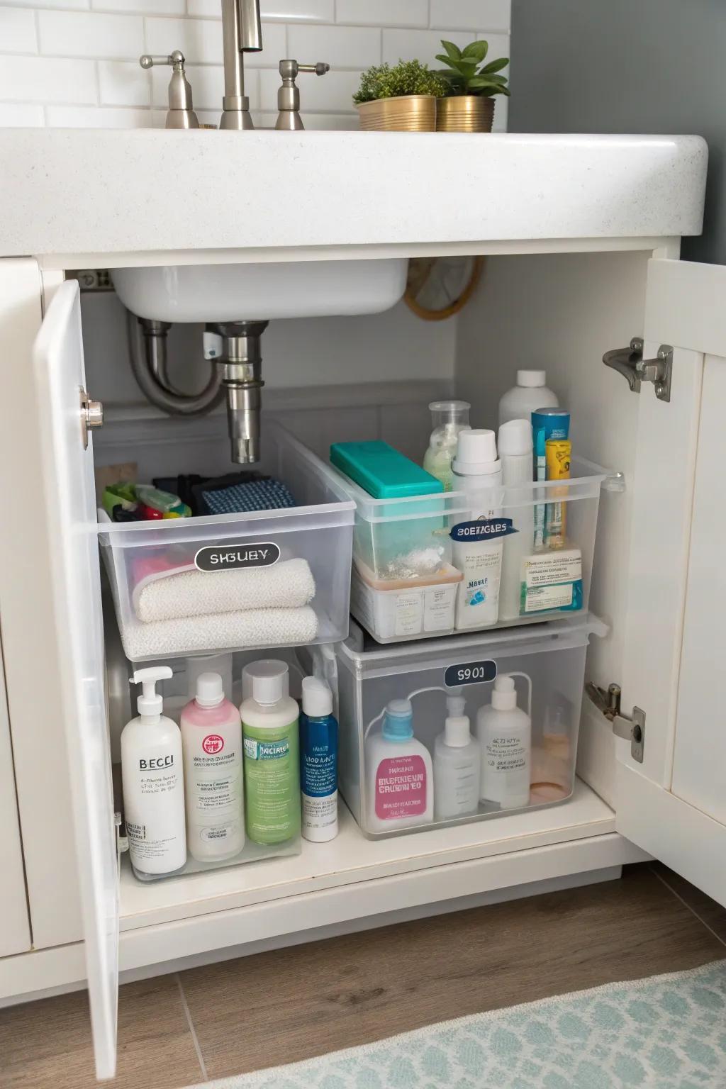Find anything quickly with see-through containers.