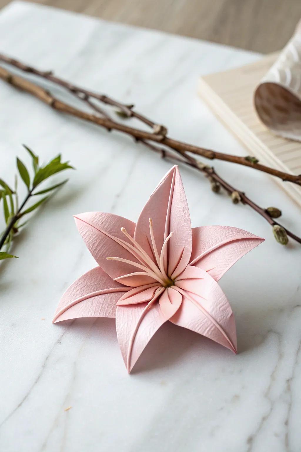 Discover the endless charm of a paper folded lily, a synthesis of ease and artistry.
